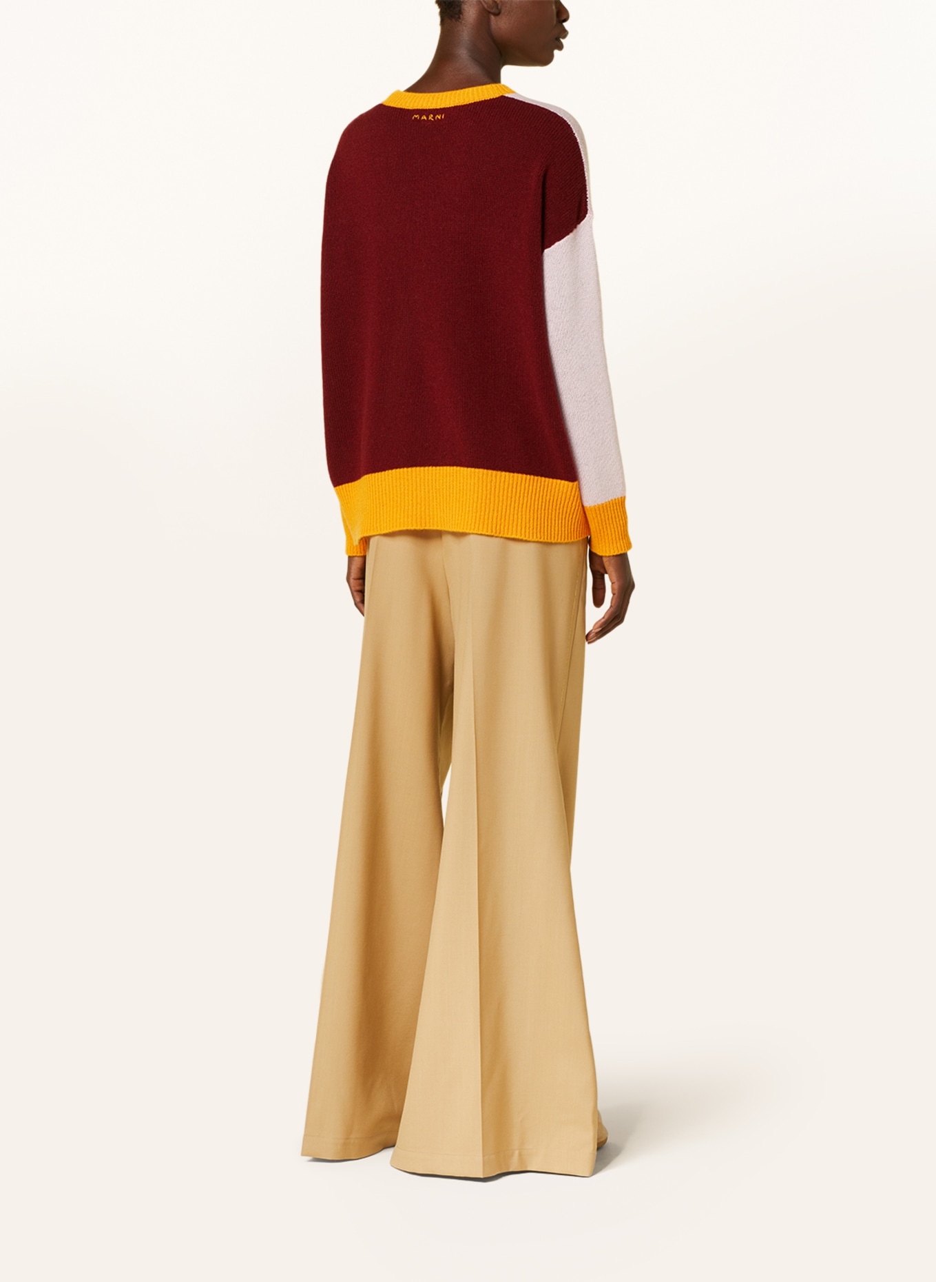 MARNI Cashmere-Pullover, Farbe: DUNKELROT/ DUNKELGELB/ HELLROSA (Bild 3)