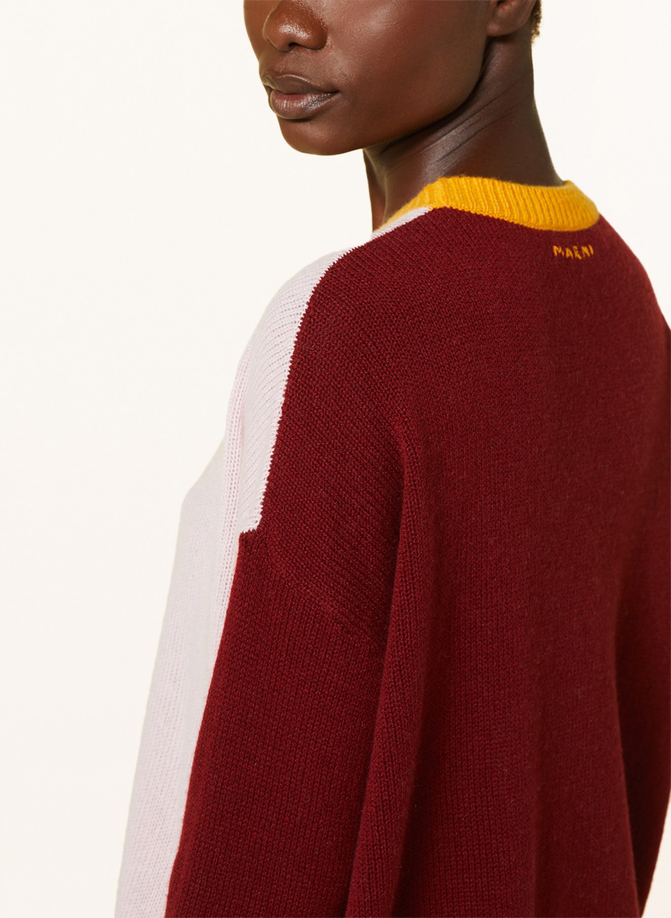 MARNI Cashmere-Pullover, Farbe: DUNKELROT/ DUNKELGELB/ HELLROSA (Bild 4)