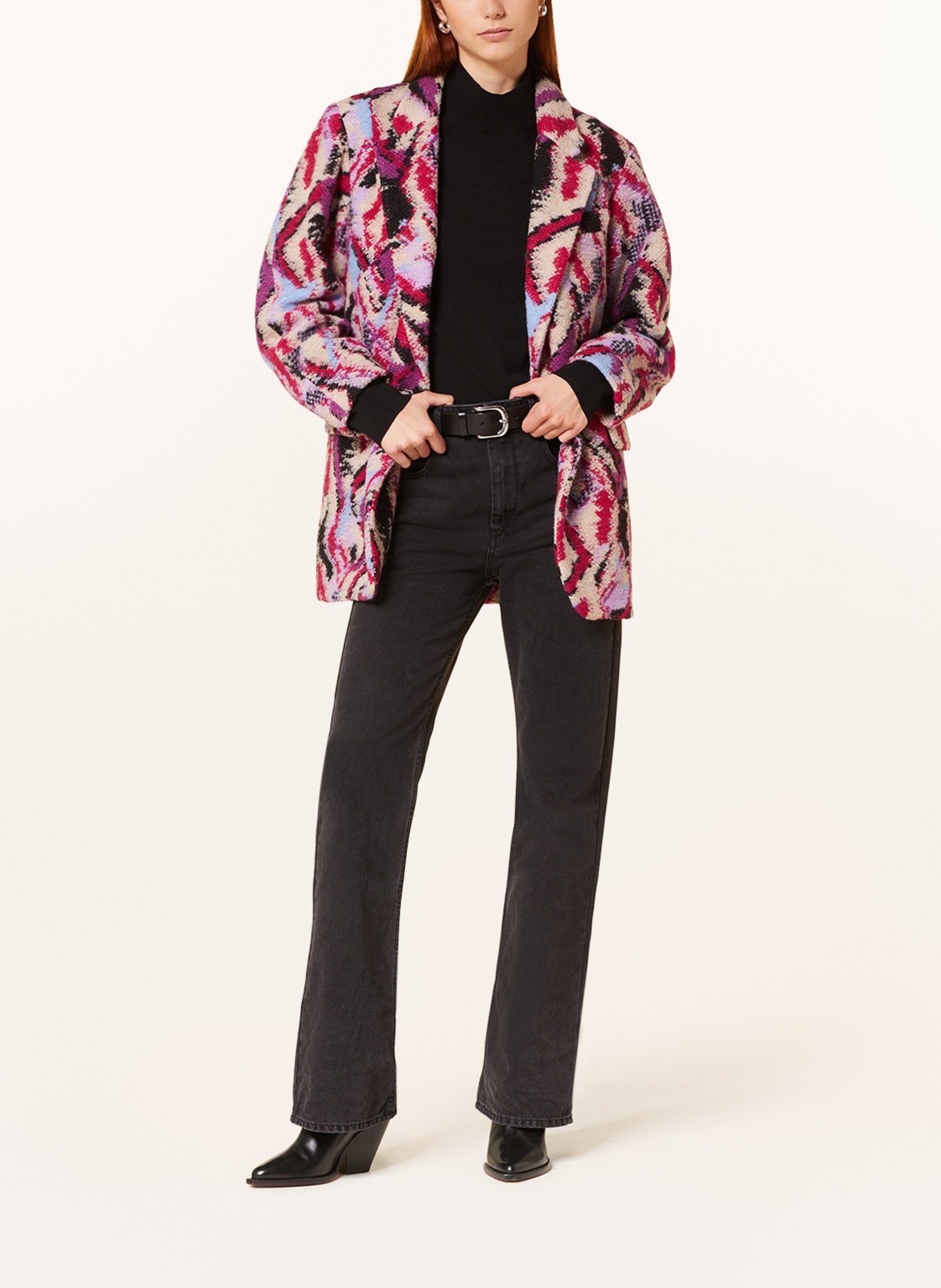 MARANT ÉTOILE Knit blazer NILINDA, Color: CREAM/ FUCHSIA/ BLACK (Image 2)