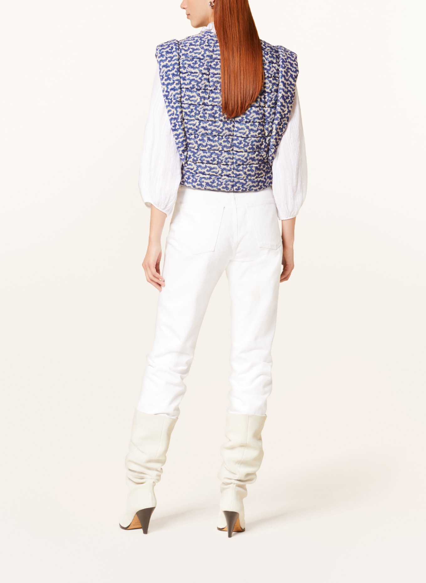 MARANT ÉTOILE Quilted vest AZIELA, Color: BLUE/ WHITE (Image 3)