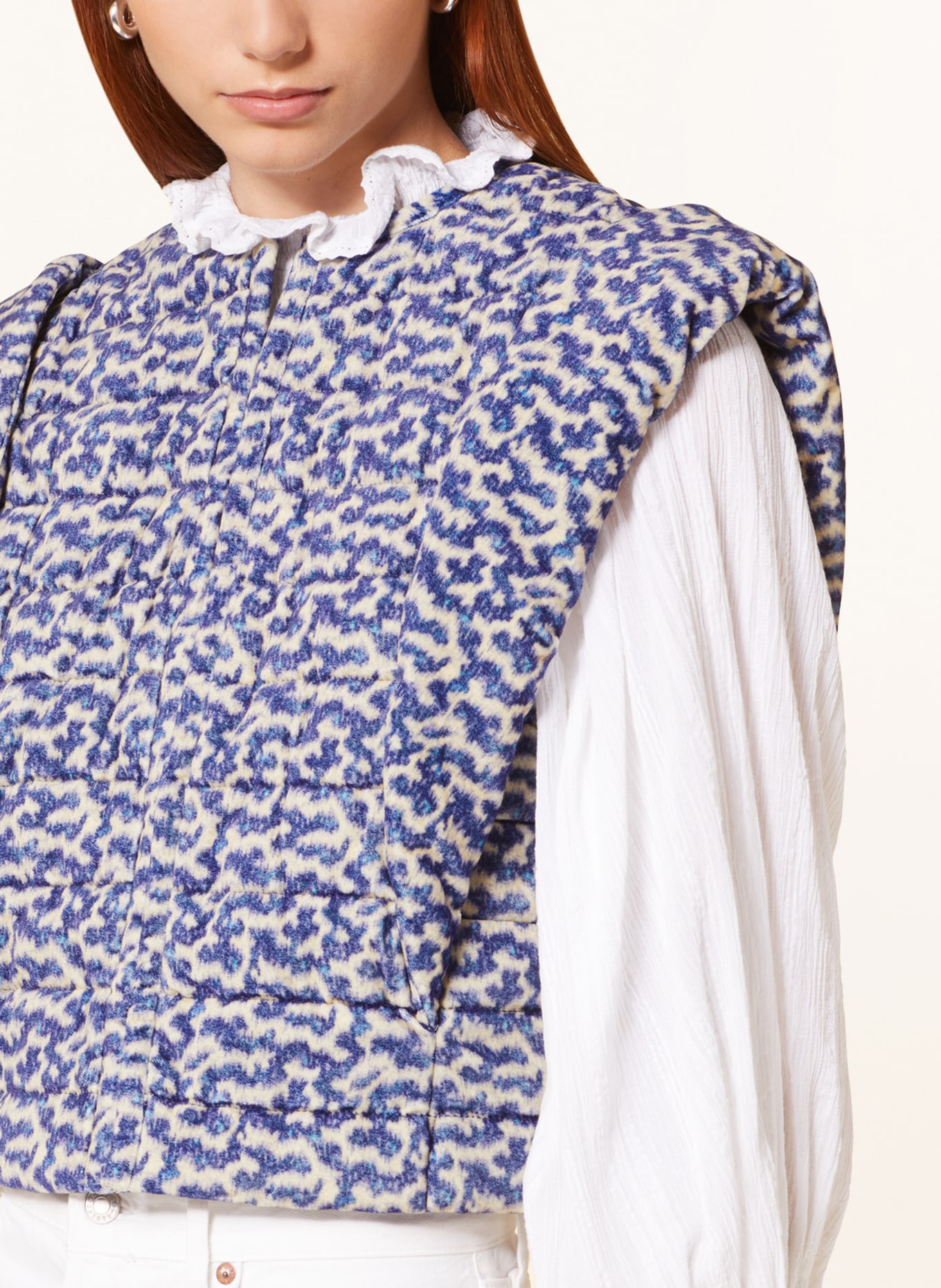 MARANT ÉTOILE Quilted vest AZIELA, Color: BLUE/ WHITE (Image 4)