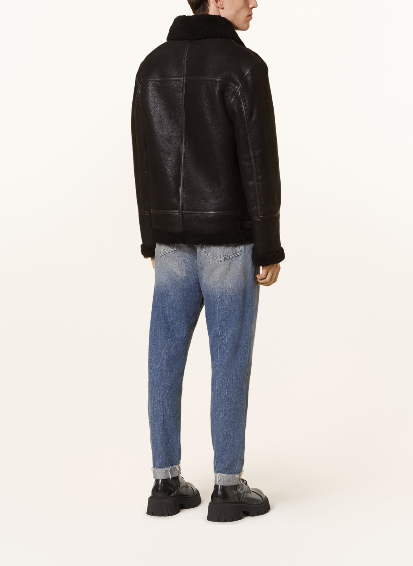 JET SET Leather jacket with real fur, Color: BLACK (Image 3)