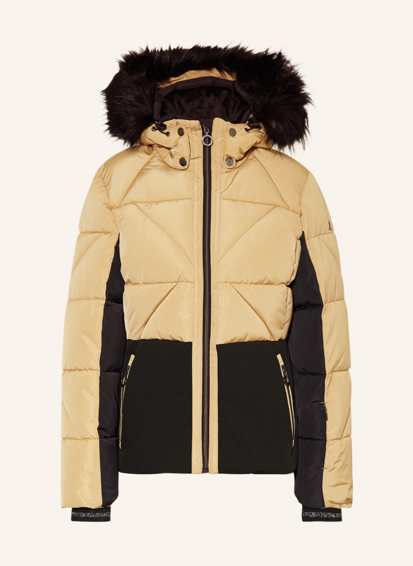 LUHTA Ski jacket SAMMALTUNTURI with faux fur, Color: BEIGE/ BLACK (Image 1)