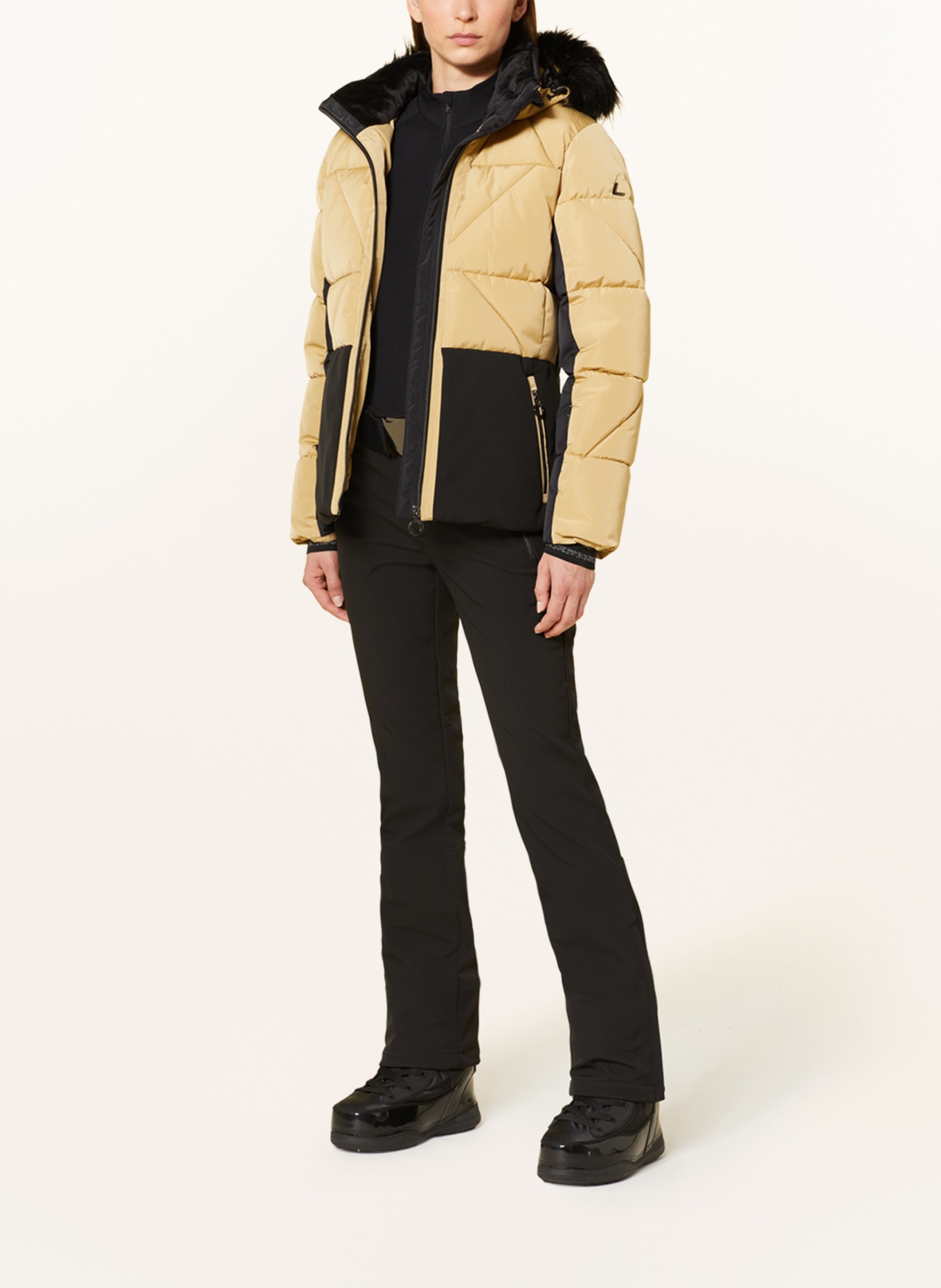 LUHTA Ski jacket SAMMALTUNTURI with faux fur, Color: BEIGE/ BLACK (Image 2)