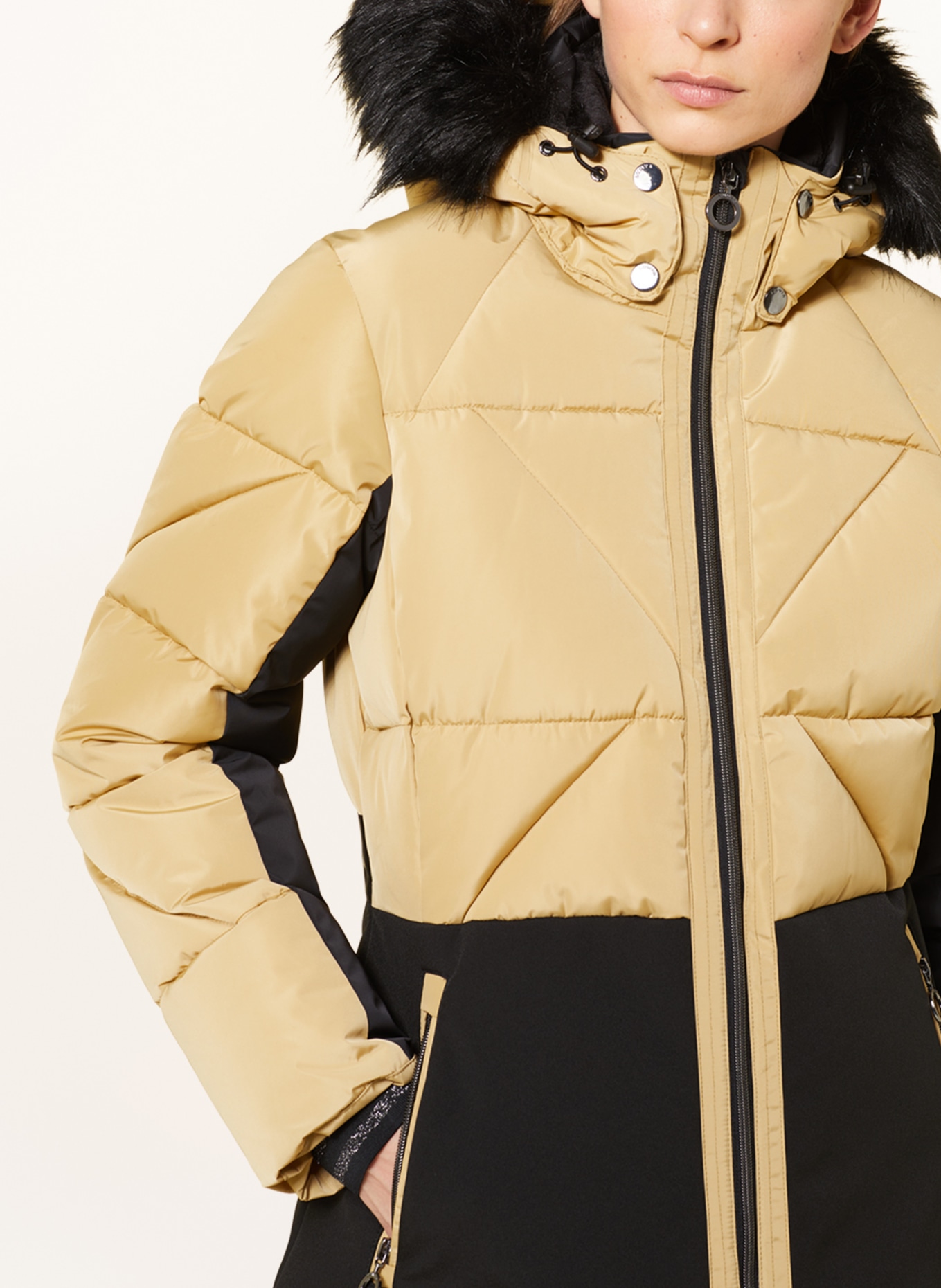 LUHTA Ski jacket SAMMALTUNTURI with faux fur, Color: BEIGE/ BLACK (Image 5)