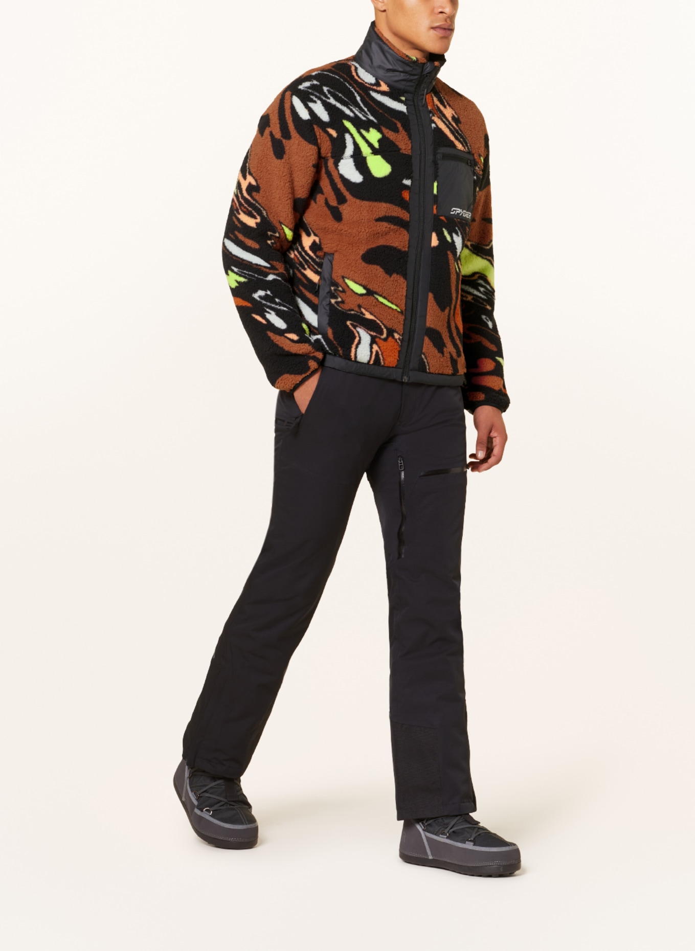 SPYDER Hybrid fleece jacket SHERMAN in black/ orange