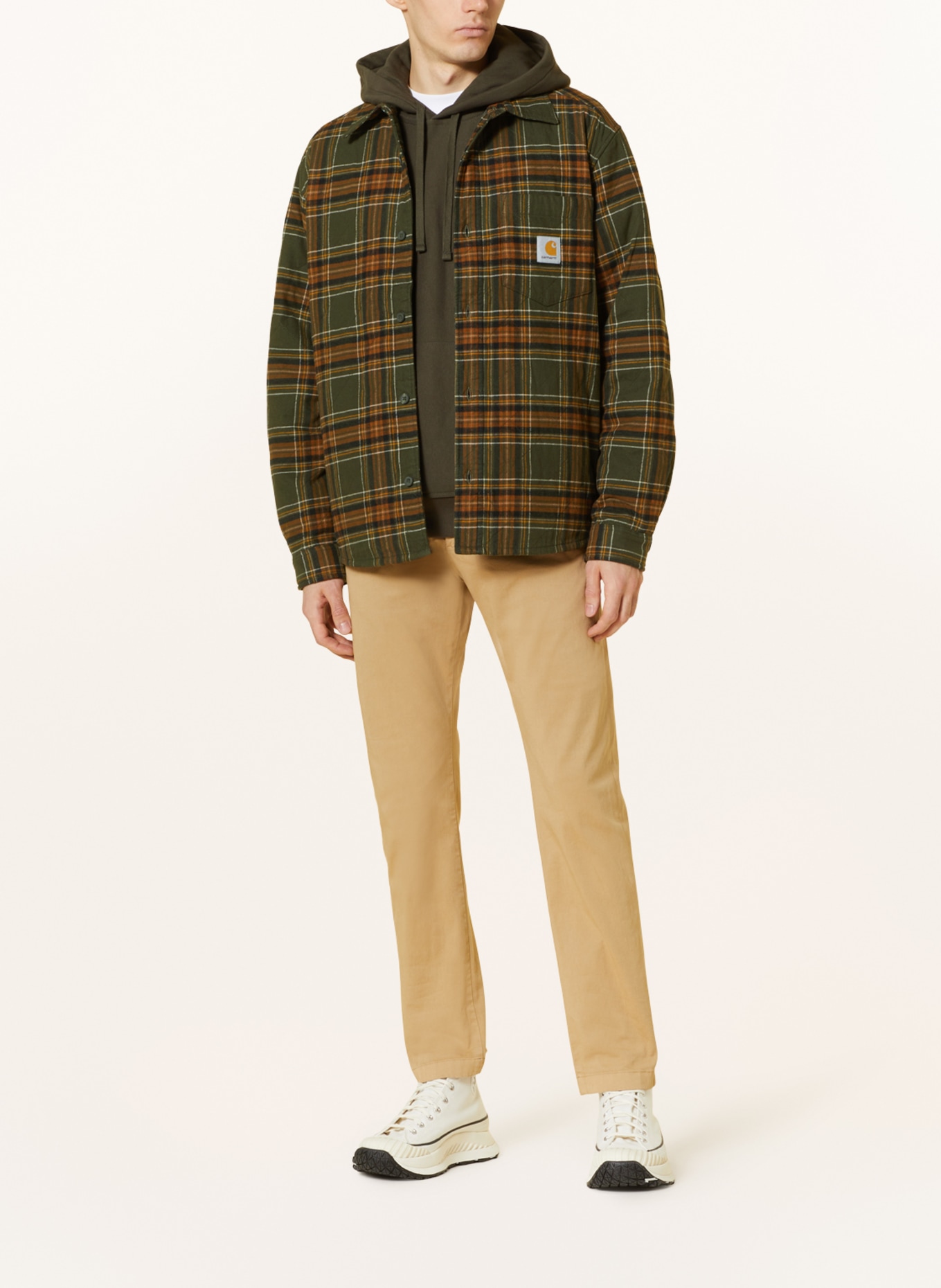 carhartt WIP Flannel shirt WILES comfort fit, Color: OLIVE/ DARK ORANGE/ DARK YELLOW (Image 2)