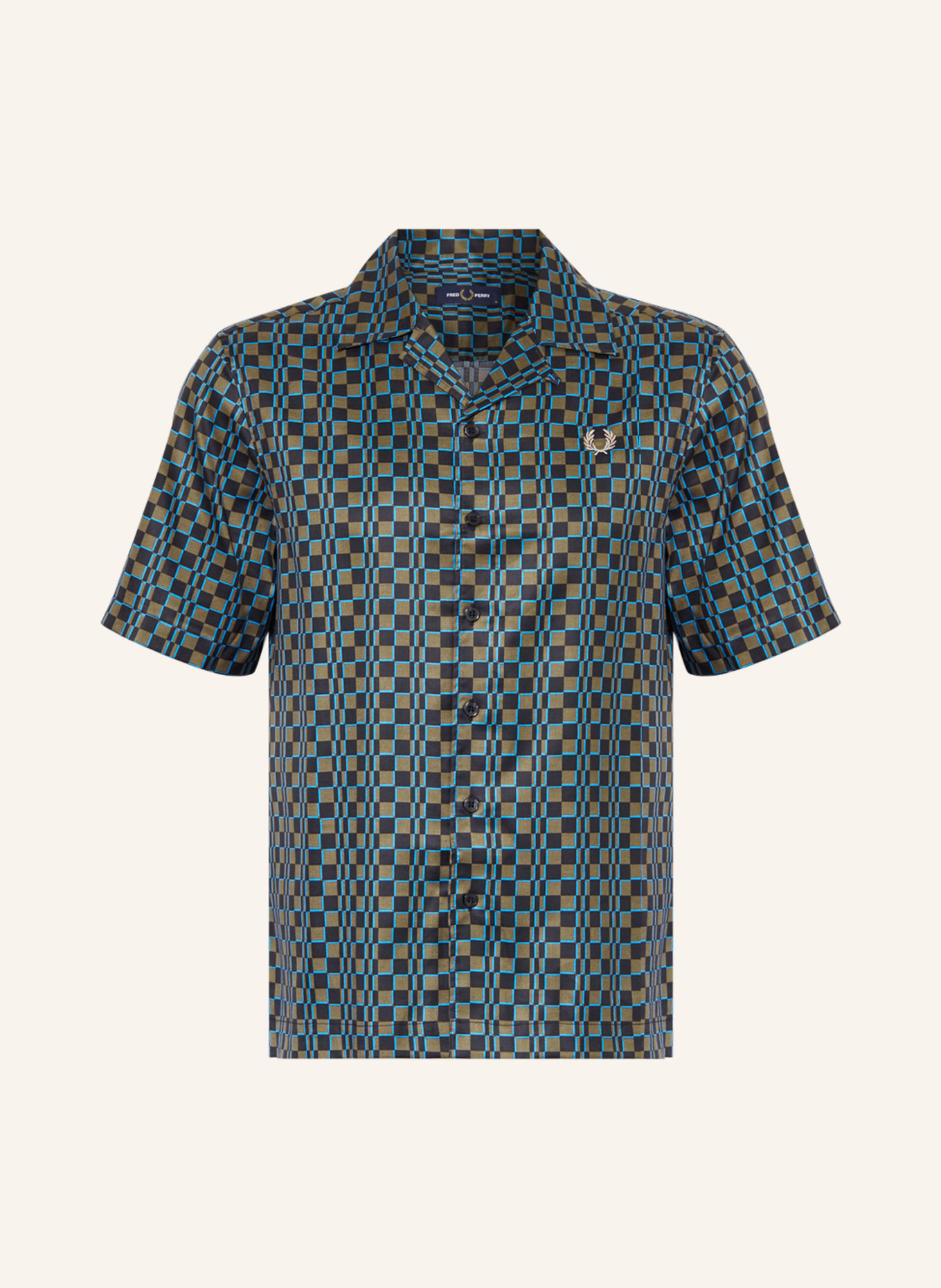 FRED PERRY Resorthemd Comfort Fit, Farbe: OLIV/ DUNKELBLAU (Bild 1)