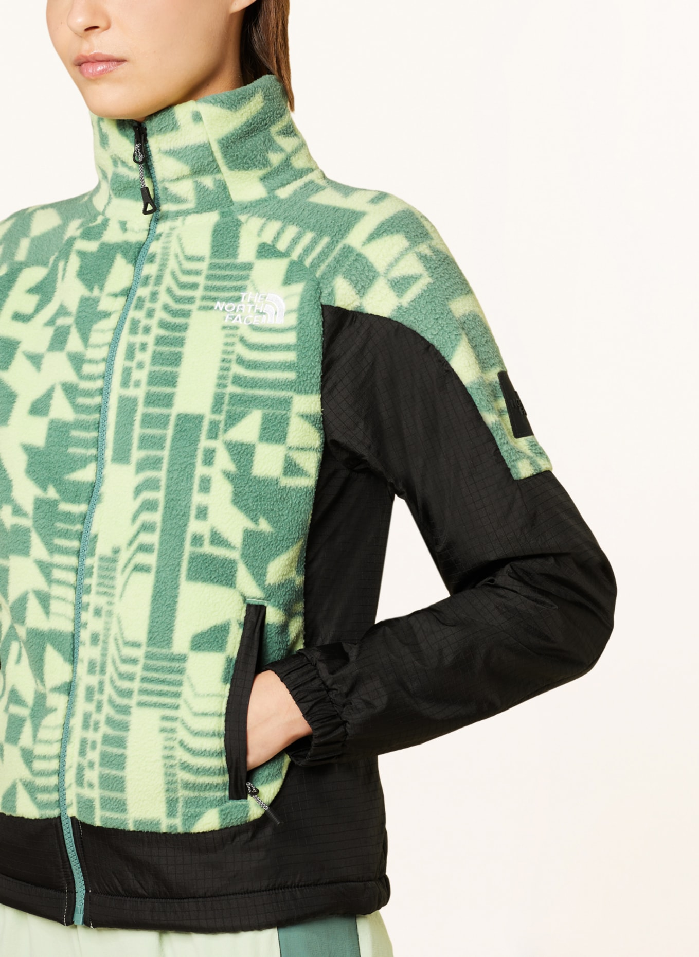 THE NORTH FACE Fleece jacket FLEESKI Y2K in a material mix, Color: BLACK/ LIGHT GREEN/ GREEN (Image 4)