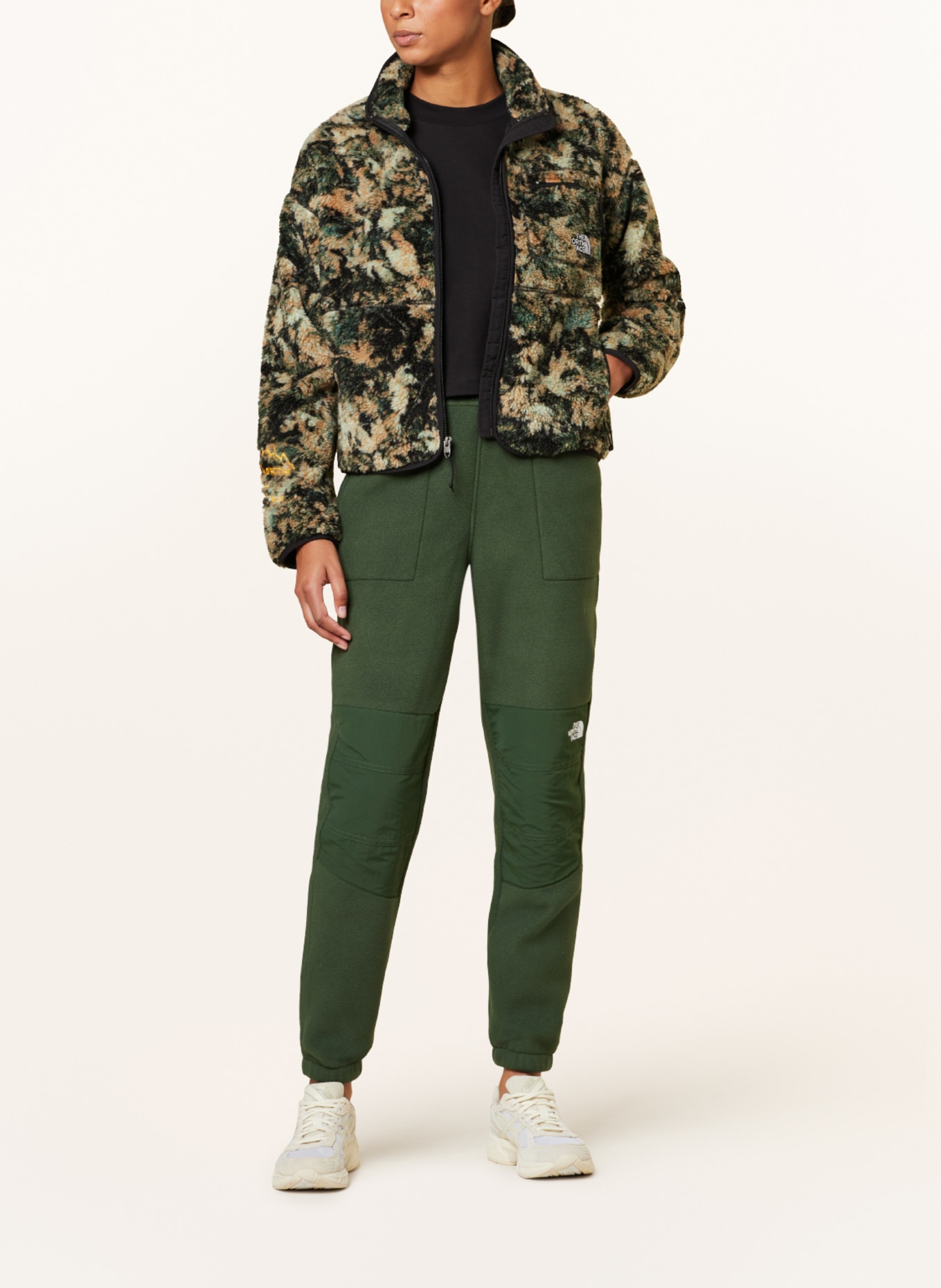 THE NORTH FACE Fleece jacket, Color: BLACK/ GREEN/ LIGHT ORANGE (Image 2)