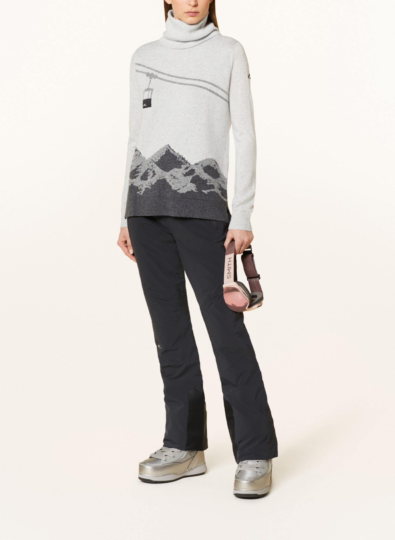 KJUS Turtleneck sweater in merino wool, Color: LIGHT GRAY/ DARK GRAY (Image 2)