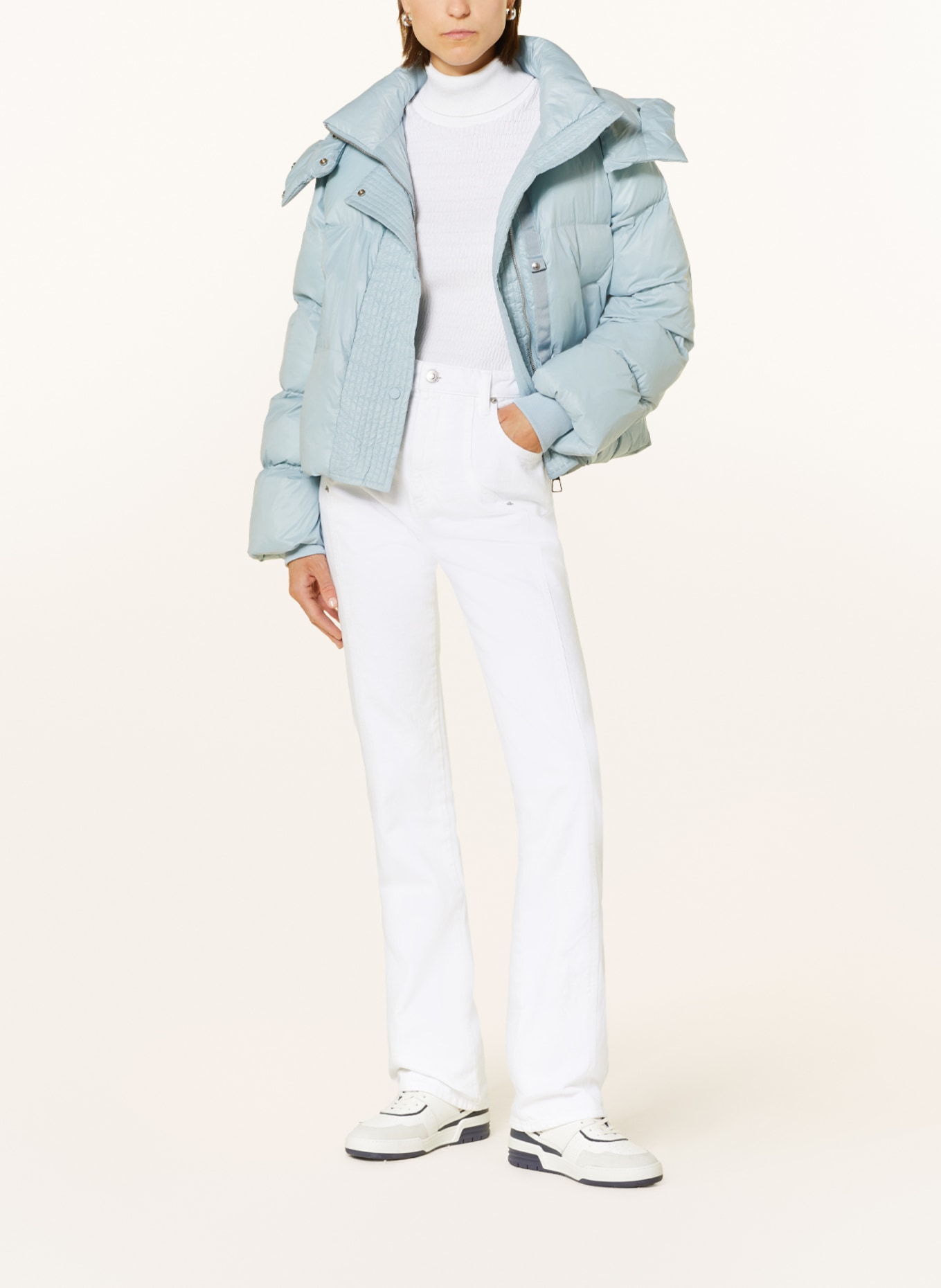 MRS & HUGS Steppjacke mit abnehmbarer Kapuze: HELLBLAU