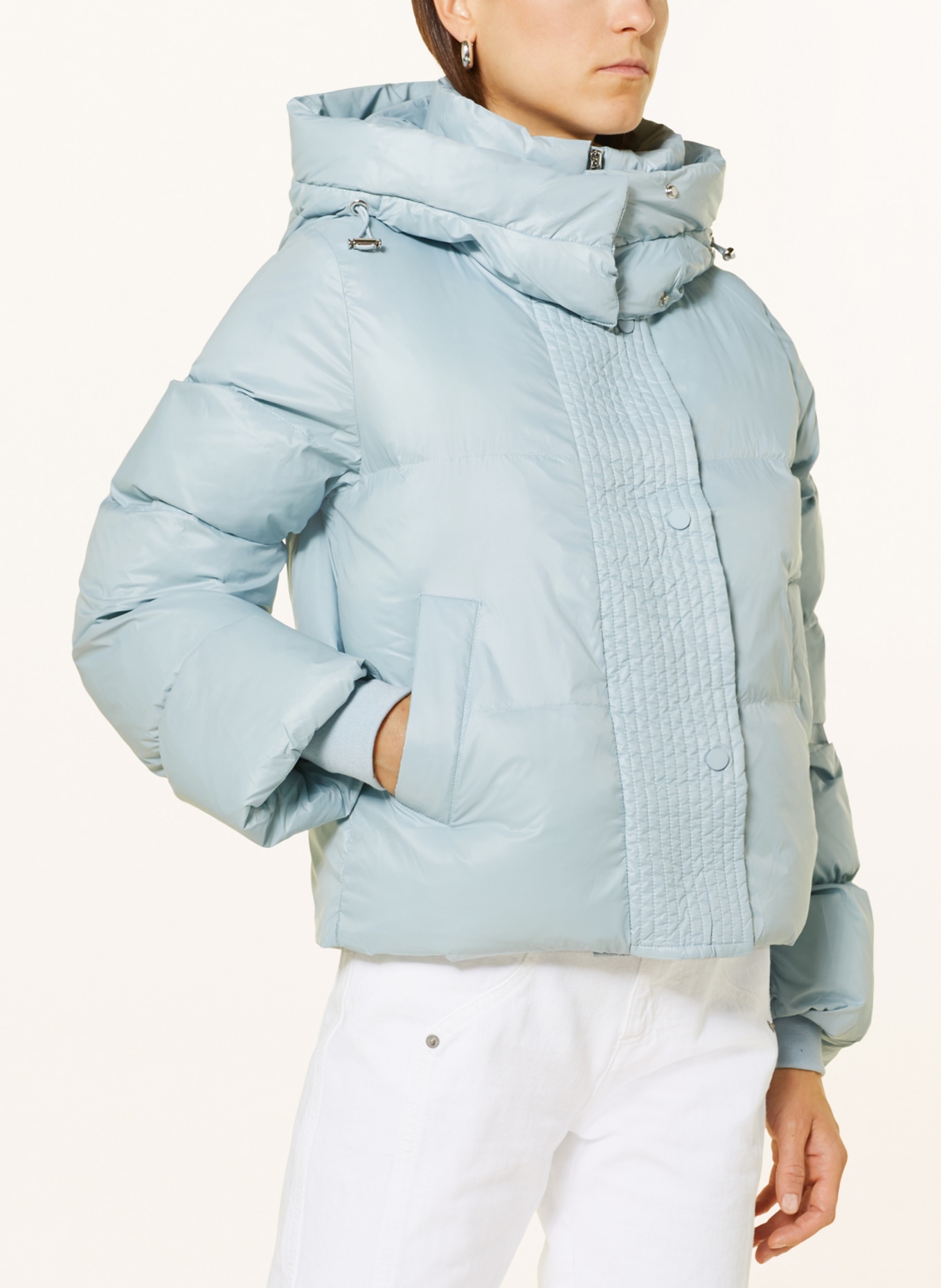 MRS & HUGS Steppjacke mit abnehmbarer Kapuze: HELLBLAU