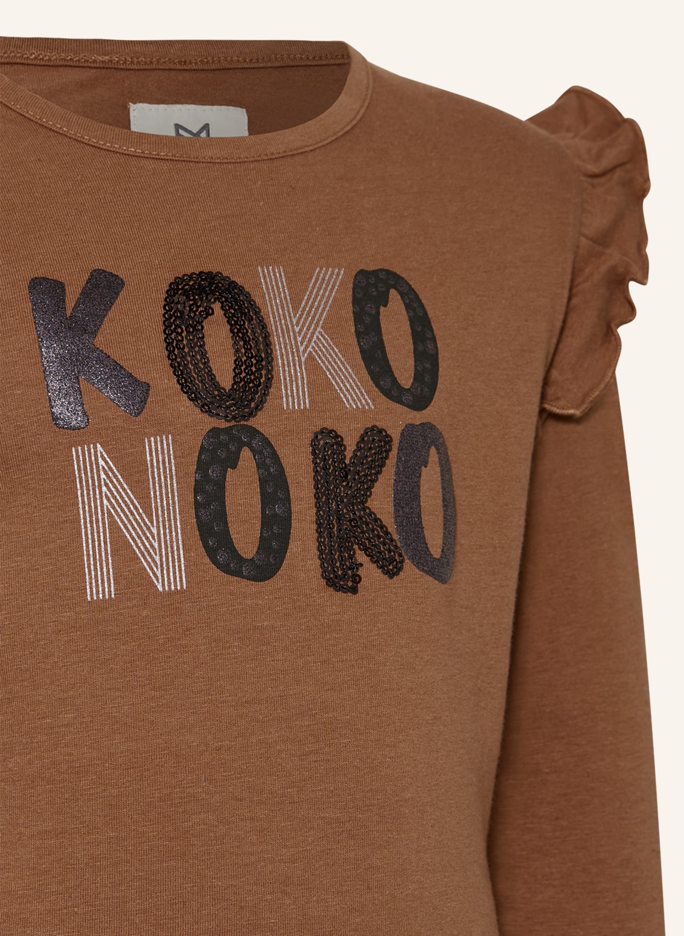 Koko Noko Longsleeve mit Pailletten und Rüschen, Farbe: BRAUN (Bild 3)