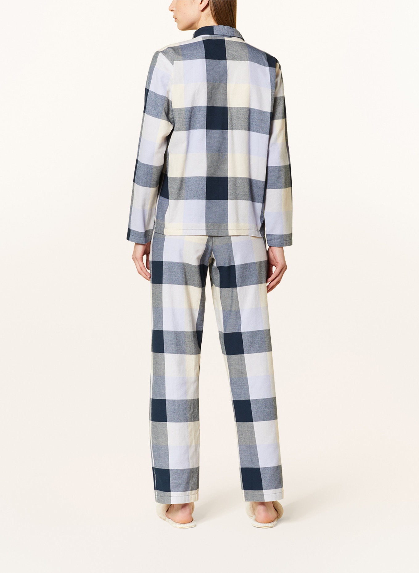 SCHIESSER Schlafanzug SELECTED! PREMIUM aus Flanell in dunkelblau/ grau/  ecru | BH-Sets