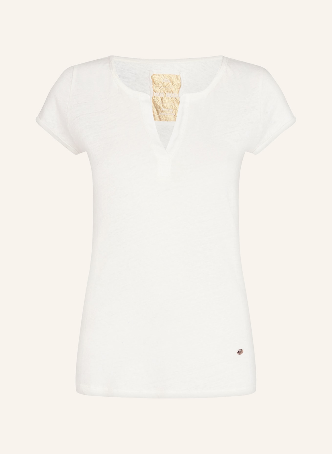 MOS MOSH T-shirt TROY with linen, Color: ECRU (Image 1)