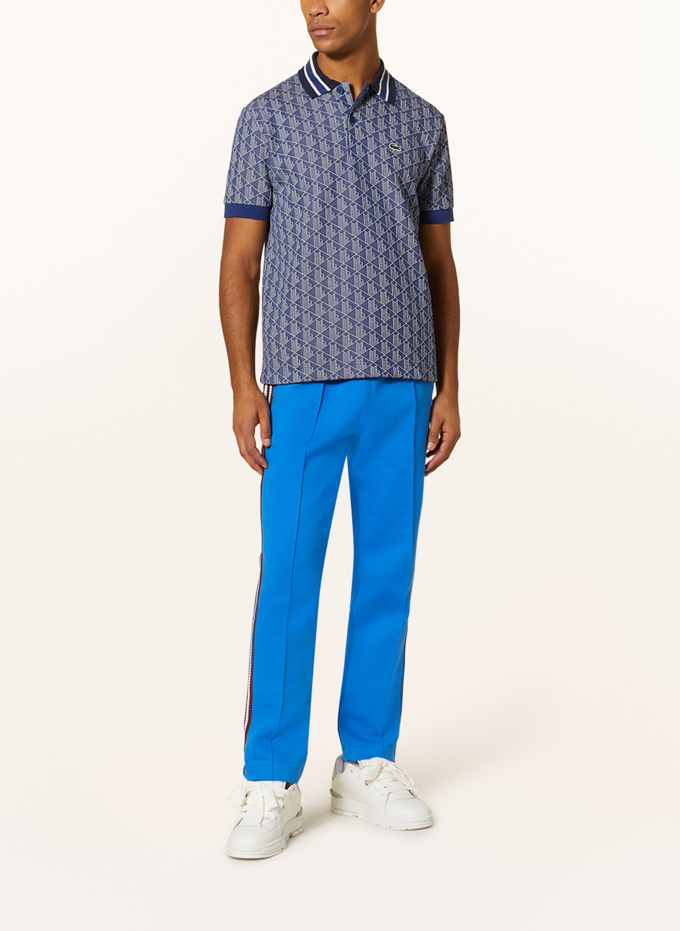 LACOSTE Strick-Poloshirt Classic Fit, Farbe: BLAU/ CREME (Bild 2)