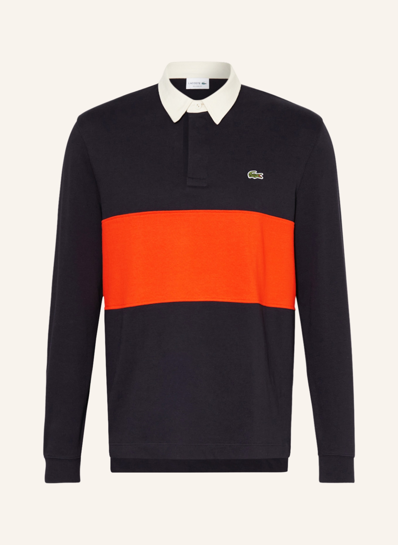 LACOSTE Jersey-Poloshirt Relaxed Fit, Farbe: DUNKELBLAU/ ROT (Bild 1)