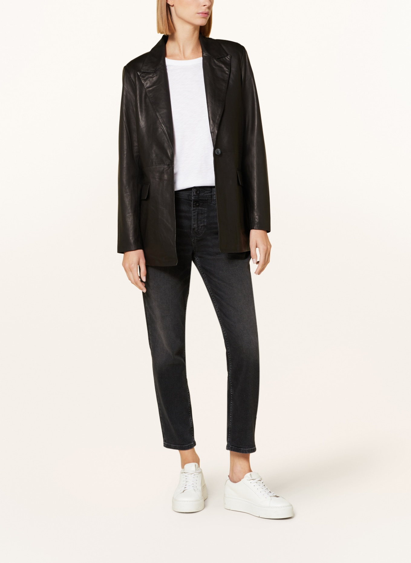 Womens black leather blazer jacket Clearance