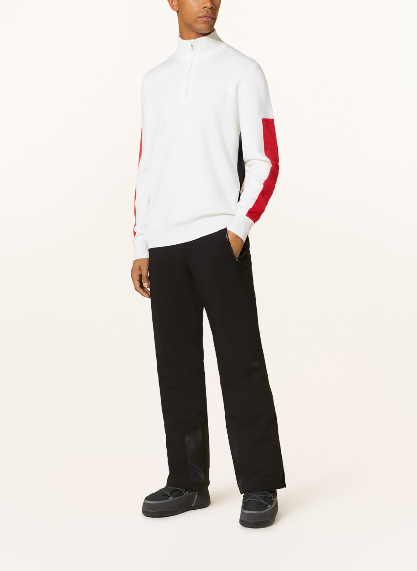 J.LINDEBERG Half-zip sweater, Color: ECRU/ RED/ BLACK (Image 2)