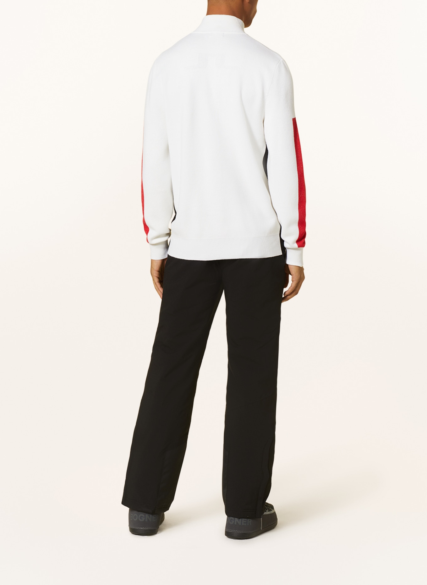 J.LINDEBERG Half-zip sweater, Color: ECRU/ RED/ BLACK (Image 3)