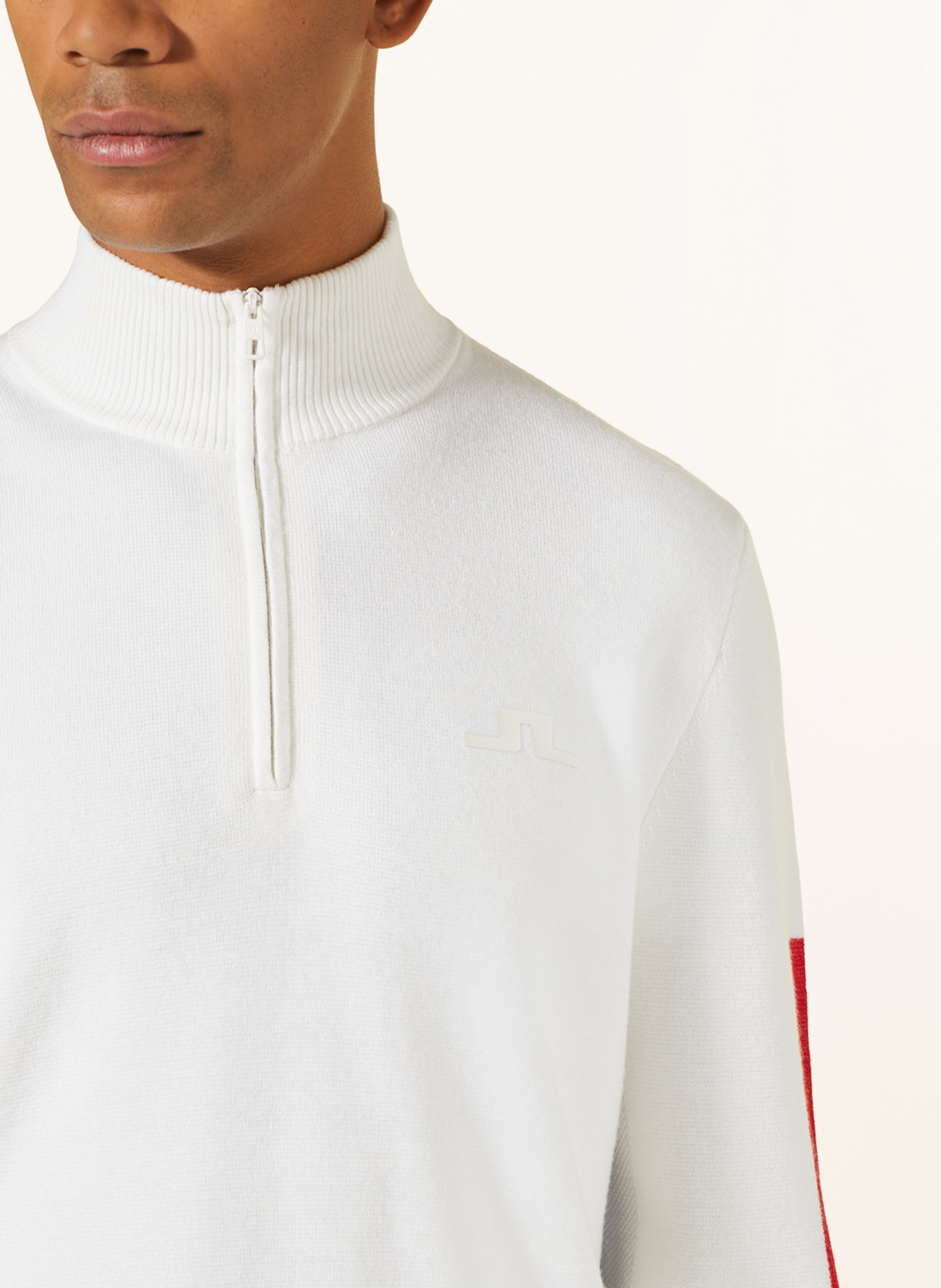 J.LINDEBERG Half zip sweater in ecru red black