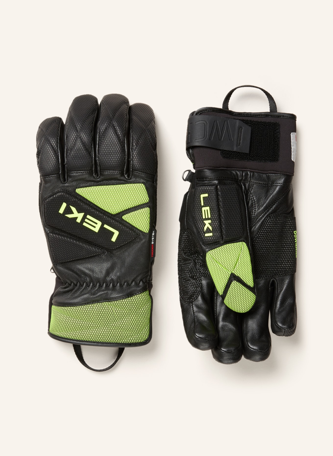 LEKI Ski gloves WCR VENOM DH 3D, Color: BLACK/ NEON YELLOW (Image 1)