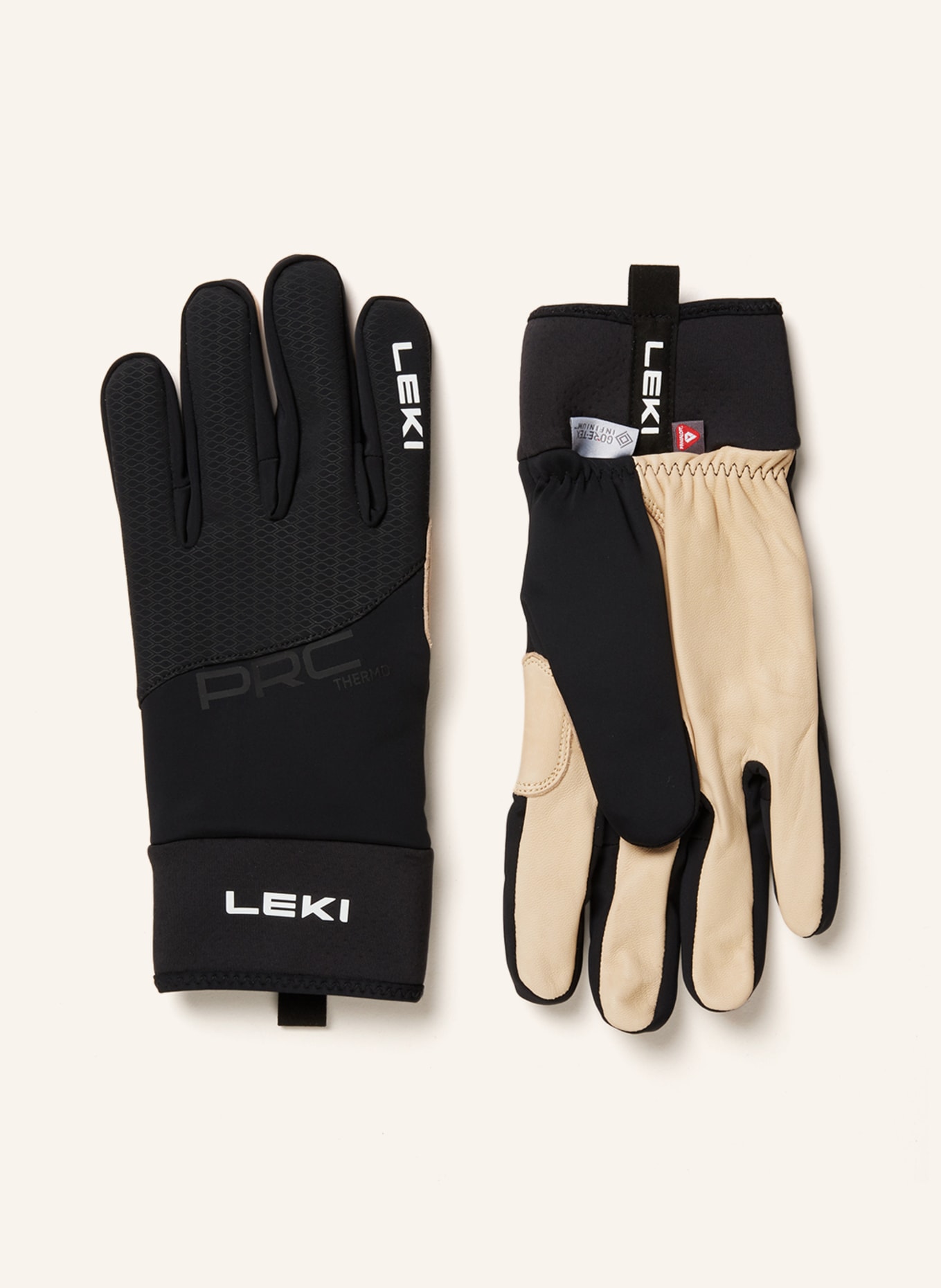 LEKI Ski gloves PRC PREMIUM THERMOPLUS, Color: BLACK/ BEIGE (Image 1)