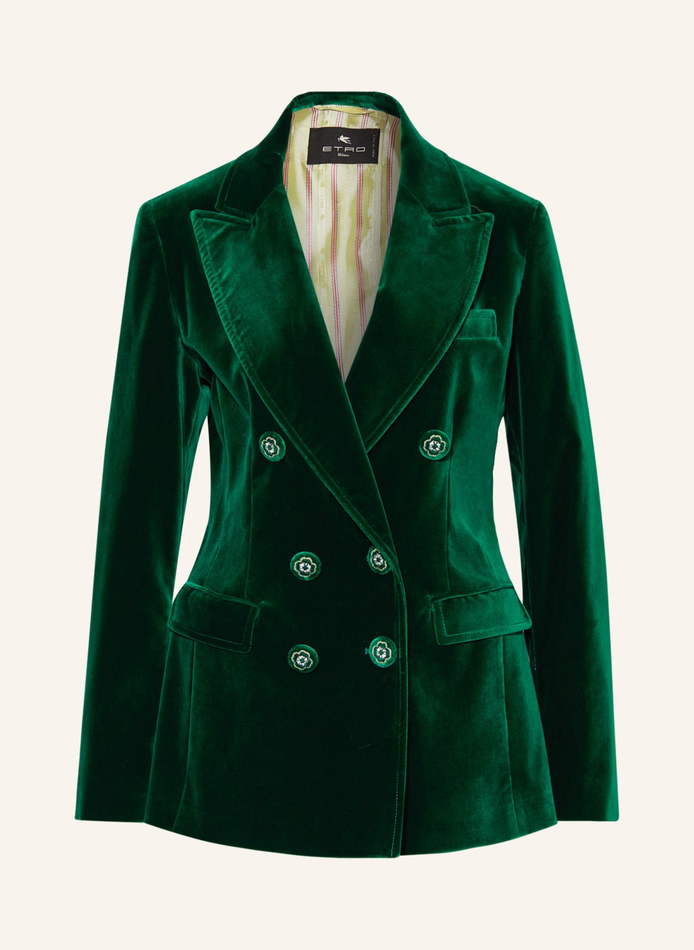 ETRO Velvet blazer, Color: DARK GREEN (Image 1)