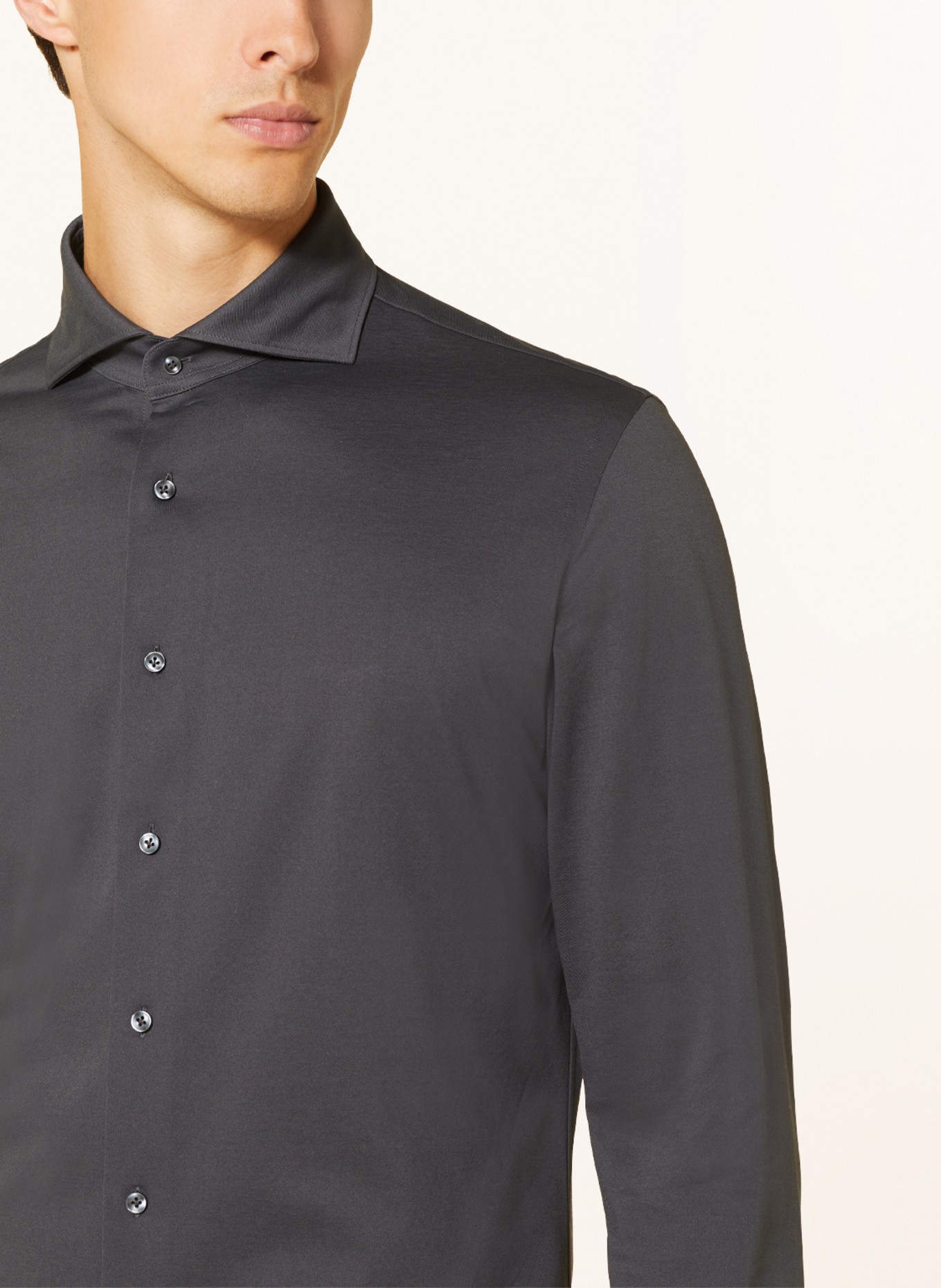 PROFUOMO Jersey shirt THE KNITTED SHIRT slim fit, Color: DARK GRAY (Image 4)