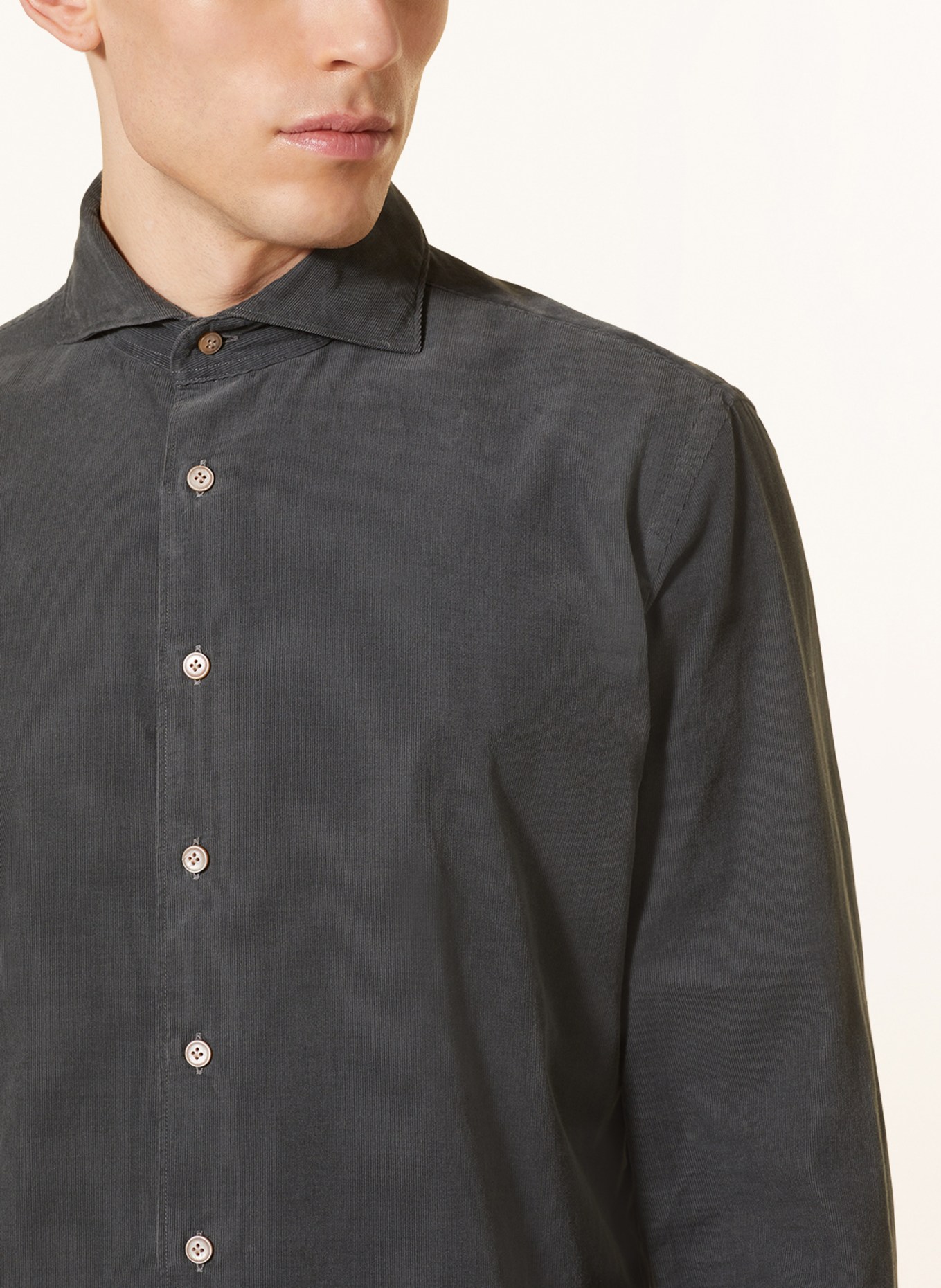 PROFUOMO Corduroy shirt slim fit, Color: GREEN (Image 4)