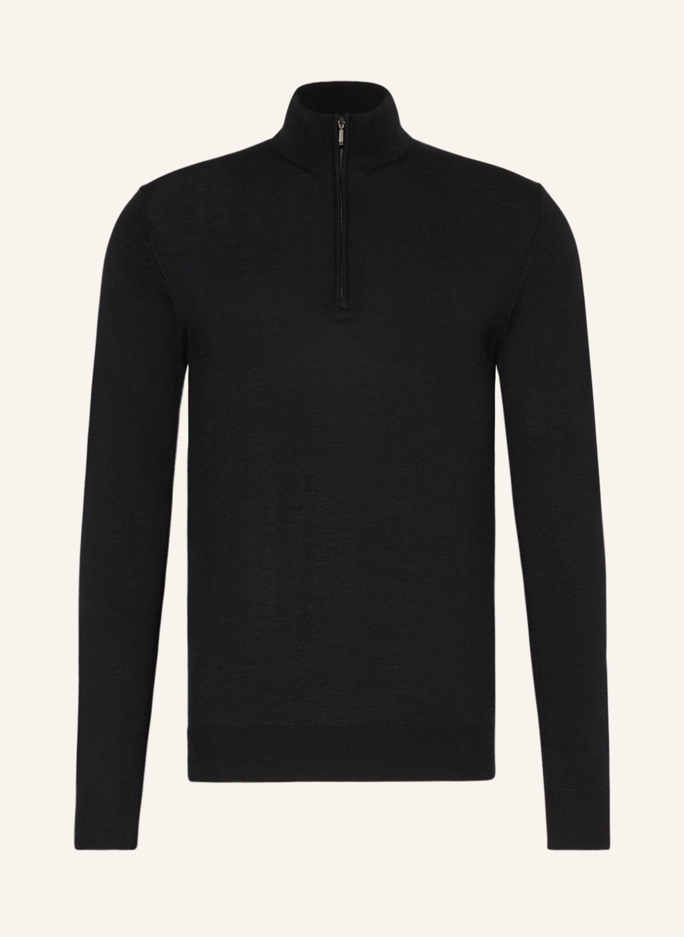 PROFUOMO Half-zip sweater made of merino wool, Color: BLACK (Image 1)
