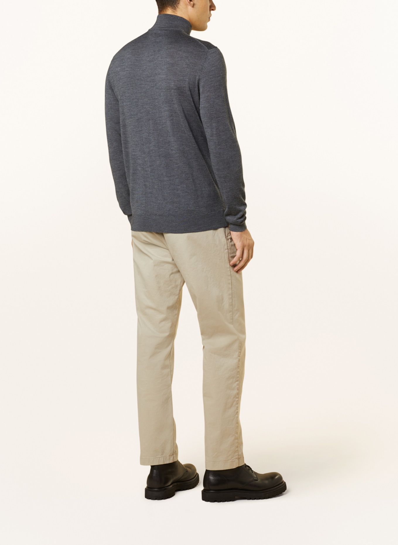 PROFUOMO Half-zip sweater made of merino wool, Color: GRAY (Image 3)
