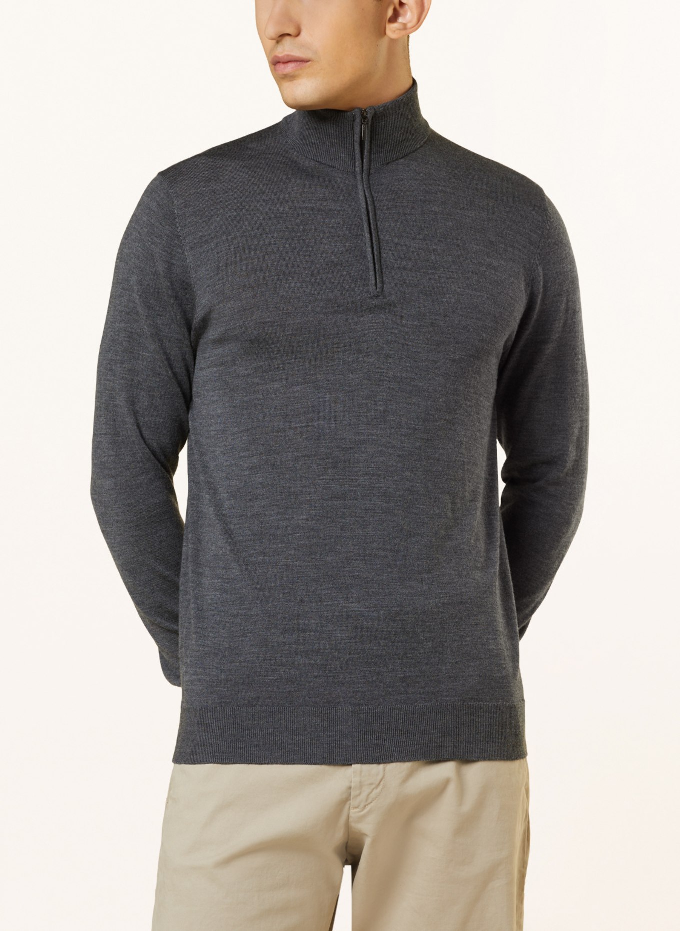 PROFUOMO Half-zip sweater made of merino wool, Color: GRAY (Image 4)
