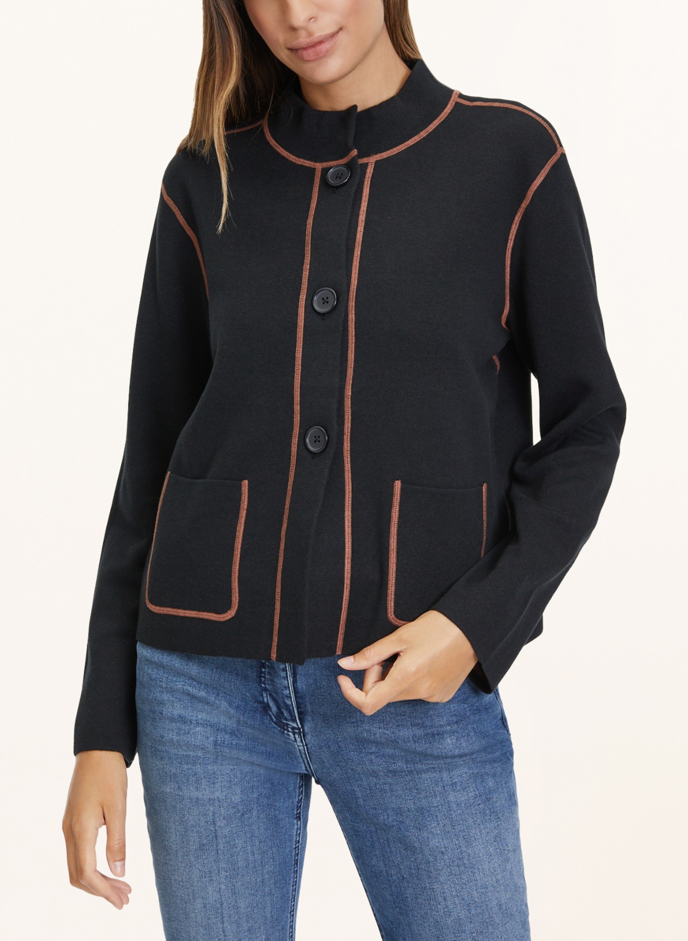 Betty Barclay Cardigan, Color: BLACK/ BROWN (Image 2)