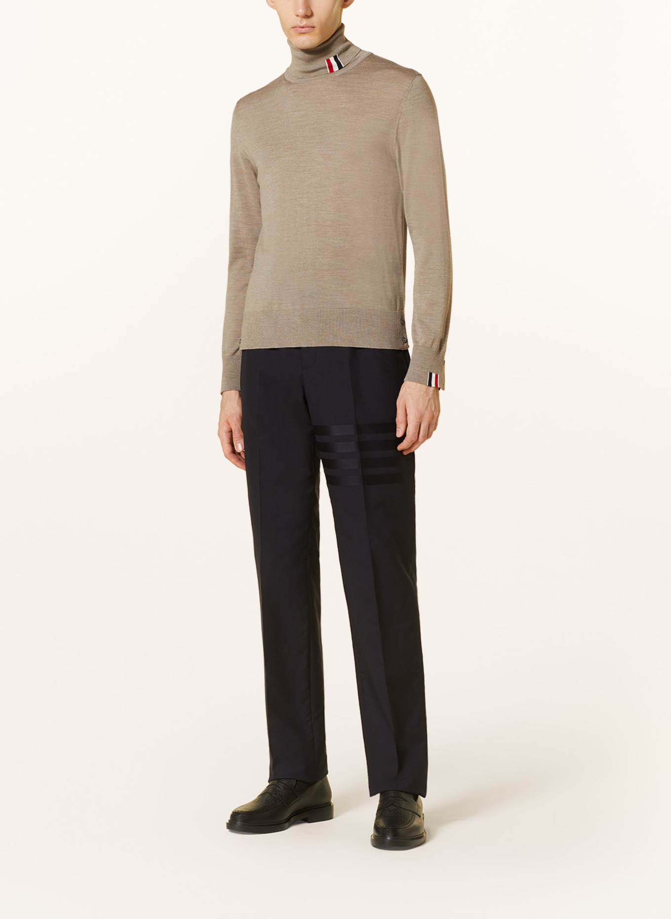 THOM BROWNE. Turtleneck sweater in merino wool, Color: LIGHT BROWN (Image 2)
