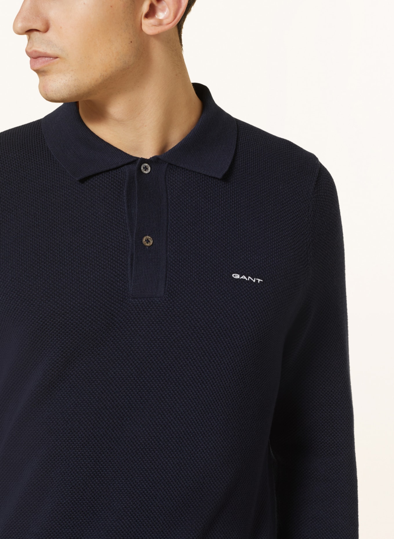 GANT Knitted polo shirt, Color: DARK BLUE (Image 4)