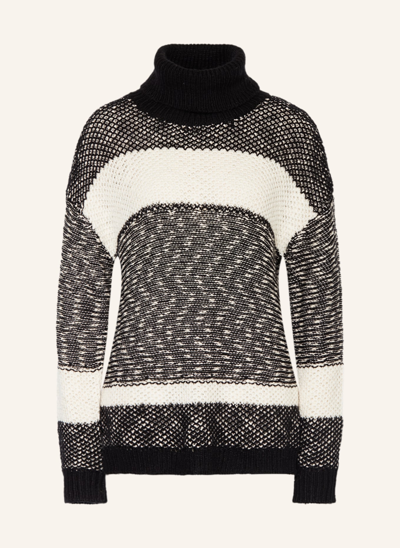 darling harbour Turtleneck sweater, Color: BLACK/ CREAM (Image 1)