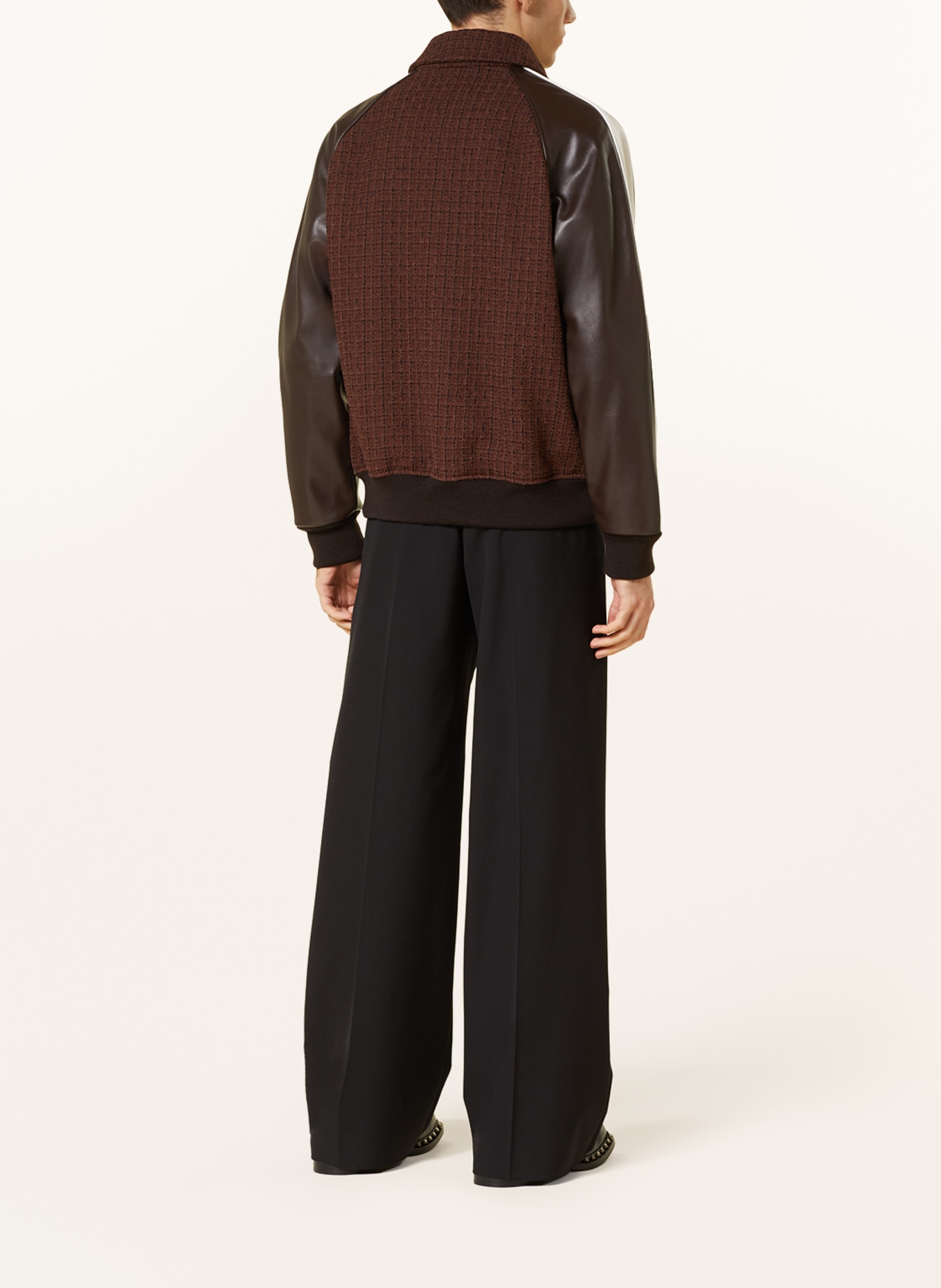 VALENTINO Bomber jacket in mixed materials, Color: BROWN/ DARK BROWN/ WHITE (Image 3)