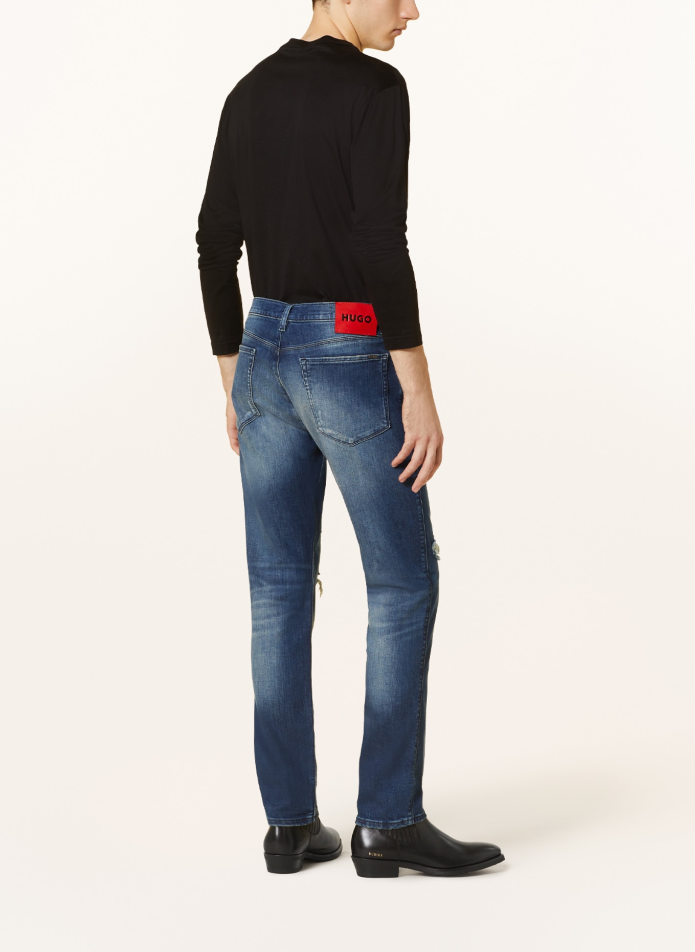 HUGO Destroyed jeans 708 slim fit, Color: 411 NAVY (Image 3)