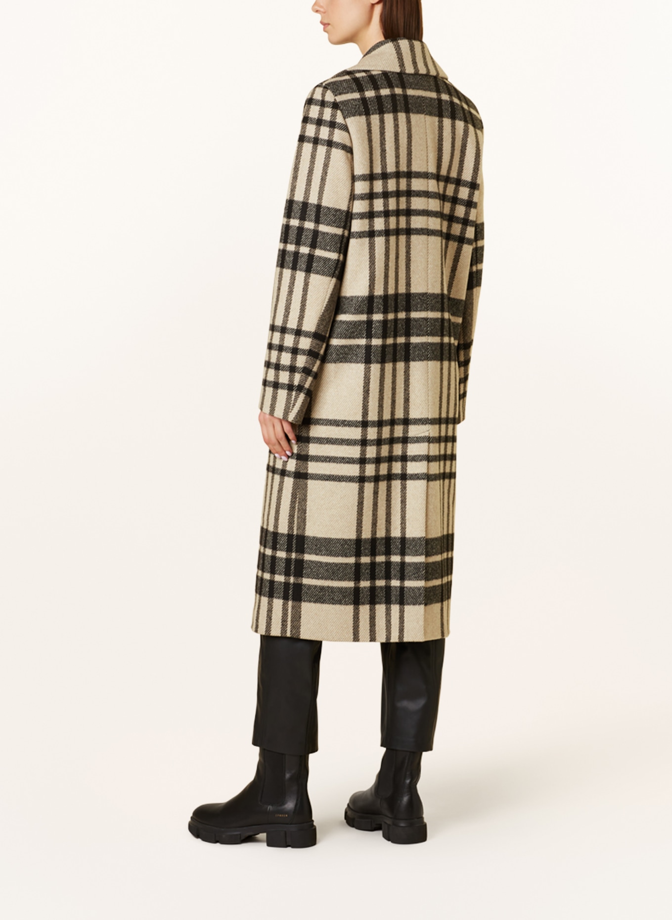 comma Wool coat, Color: CREAM/ DARK BROWN (Image 3)
