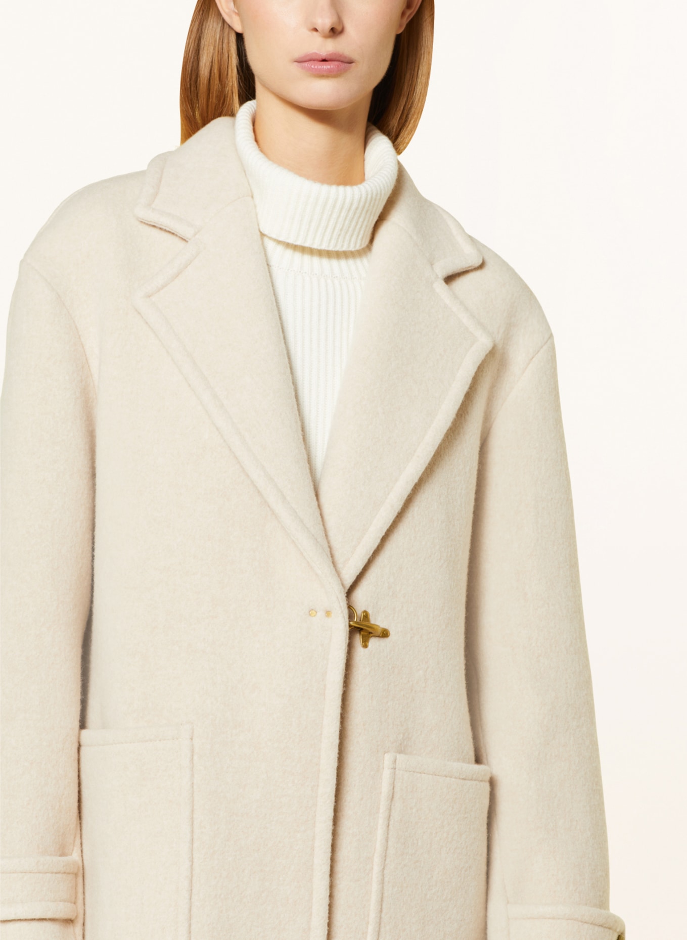 Womens wool coat cream Clearance