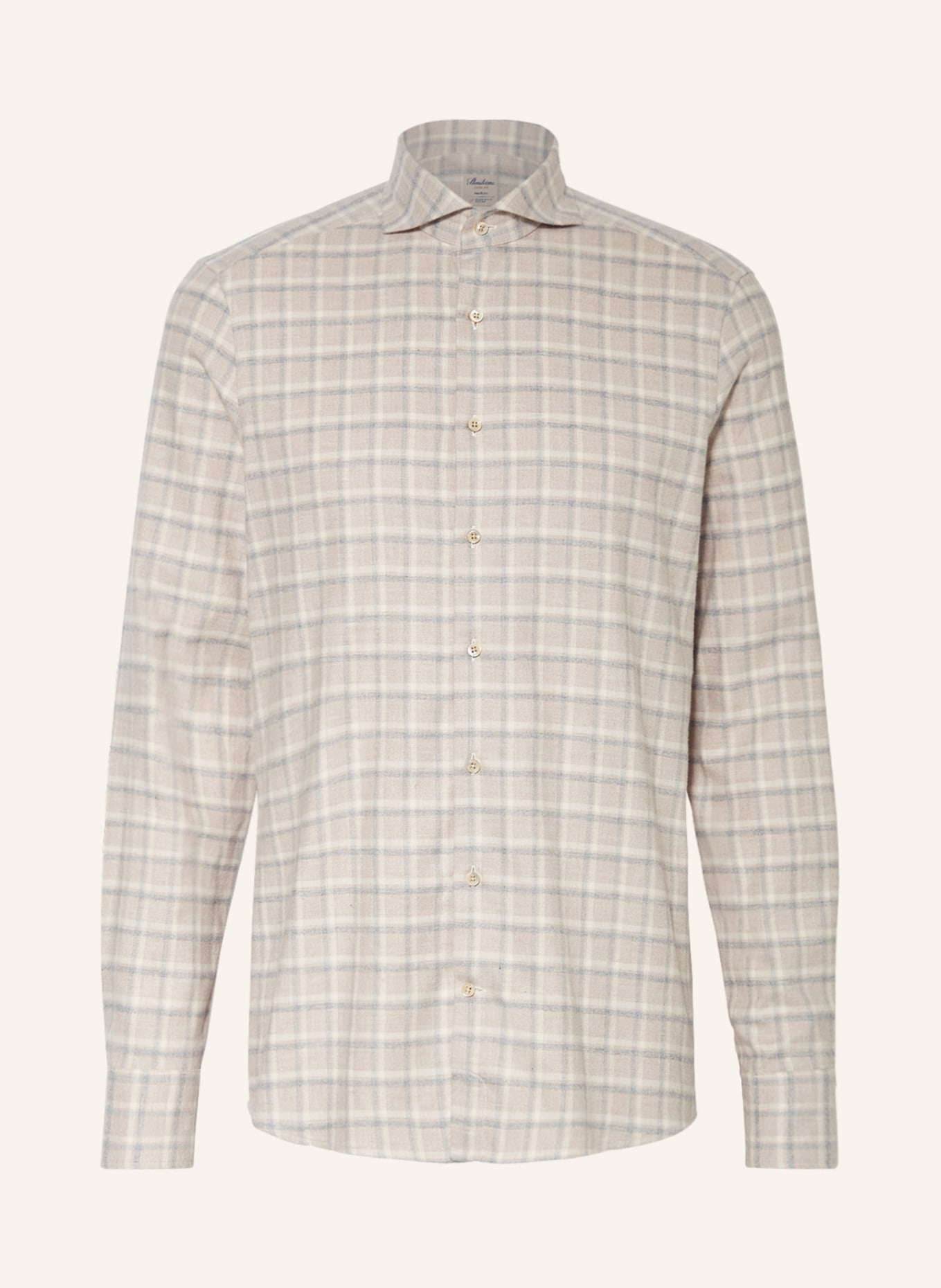 Stenströms Flannel shirt slim line fit, Color: BEIGE/ ECRU/ LIGHT GRAY (Image 1)