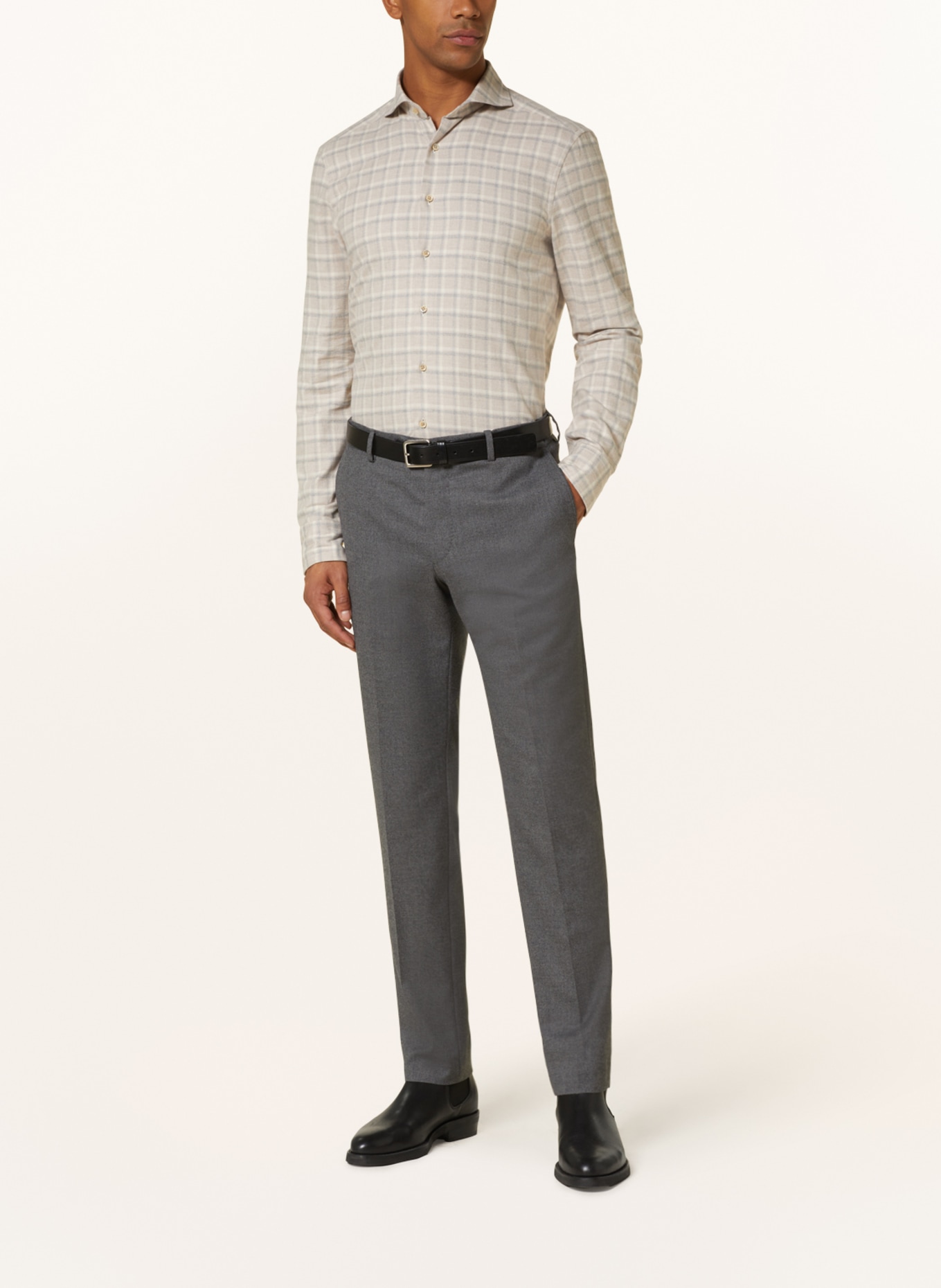 Stenströms Flannel shirt slim line fit, Color: BEIGE/ ECRU/ LIGHT GRAY (Image 2)