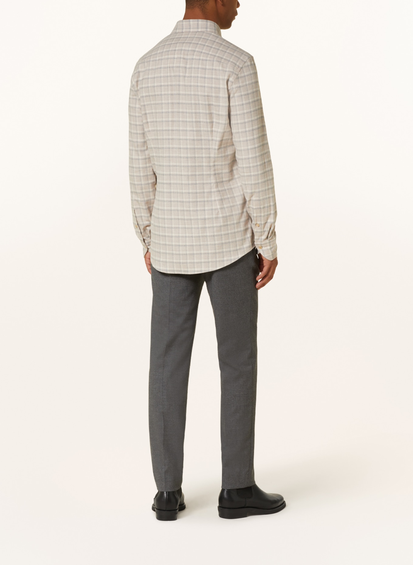 Stenströms Flannel shirt slim line fit, Color: BEIGE/ ECRU/ LIGHT GRAY (Image 3)