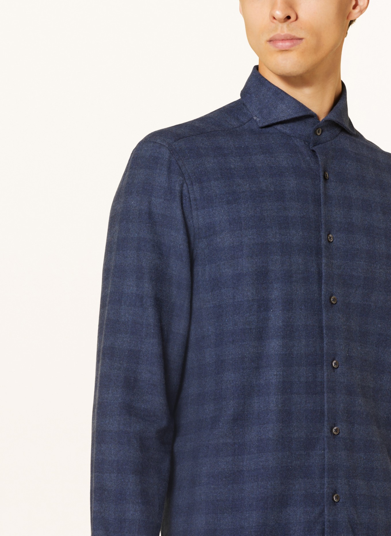 Stenströms Flannel shirt slim fit, Color: DARK BLUE (Image 4)
