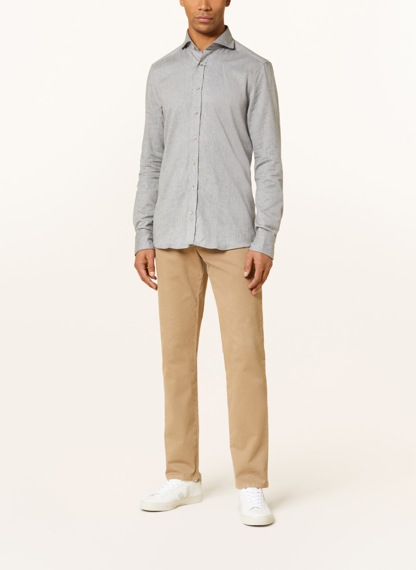 Stenströms Flannel shirt extra slim fit, Color: LIGHT GRAY (Image 2)