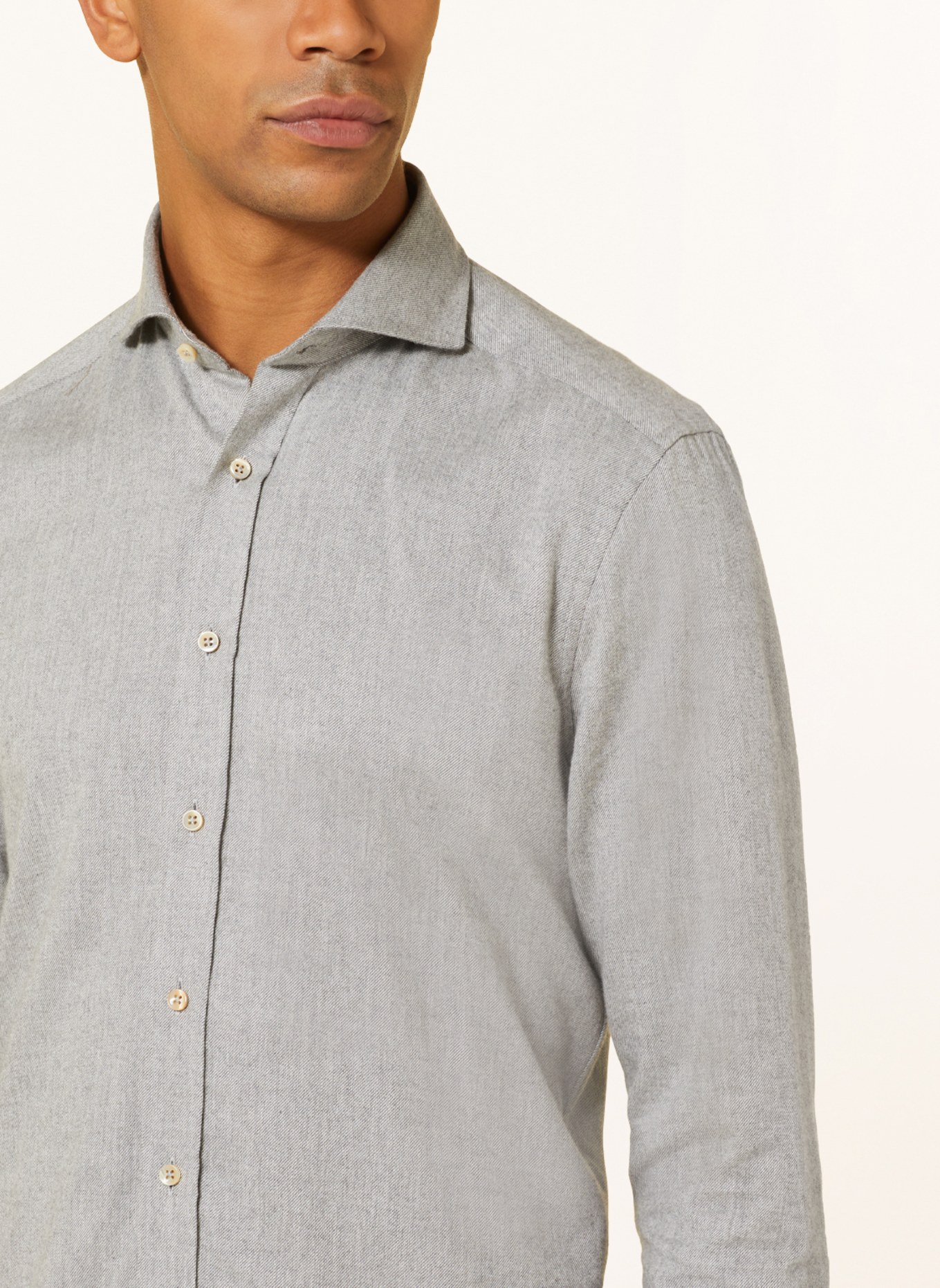 Stenströms Flannel shirt extra slim fit, Color: LIGHT GRAY (Image 4)