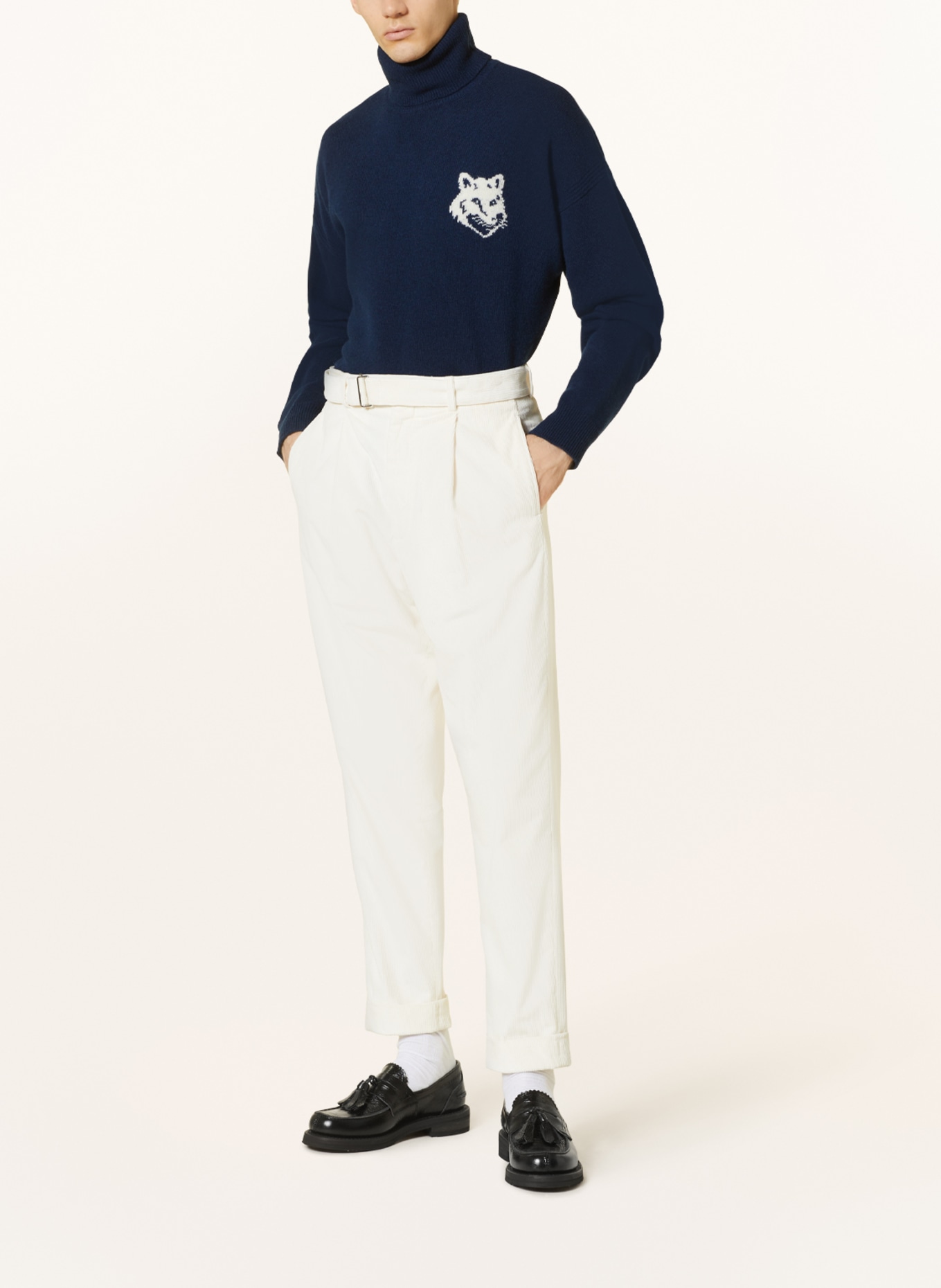 MAISON KITSUNÉ Turtleneck sweater, Color: DARK BLUE/ WHITE (Image 2)