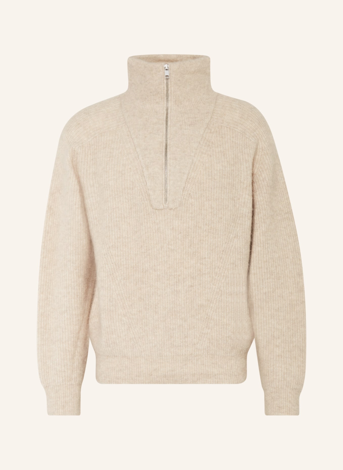 ISABEL MARANT Half-zip sweater BRYSON with alpaca, Color: BEIGE (Image 1)